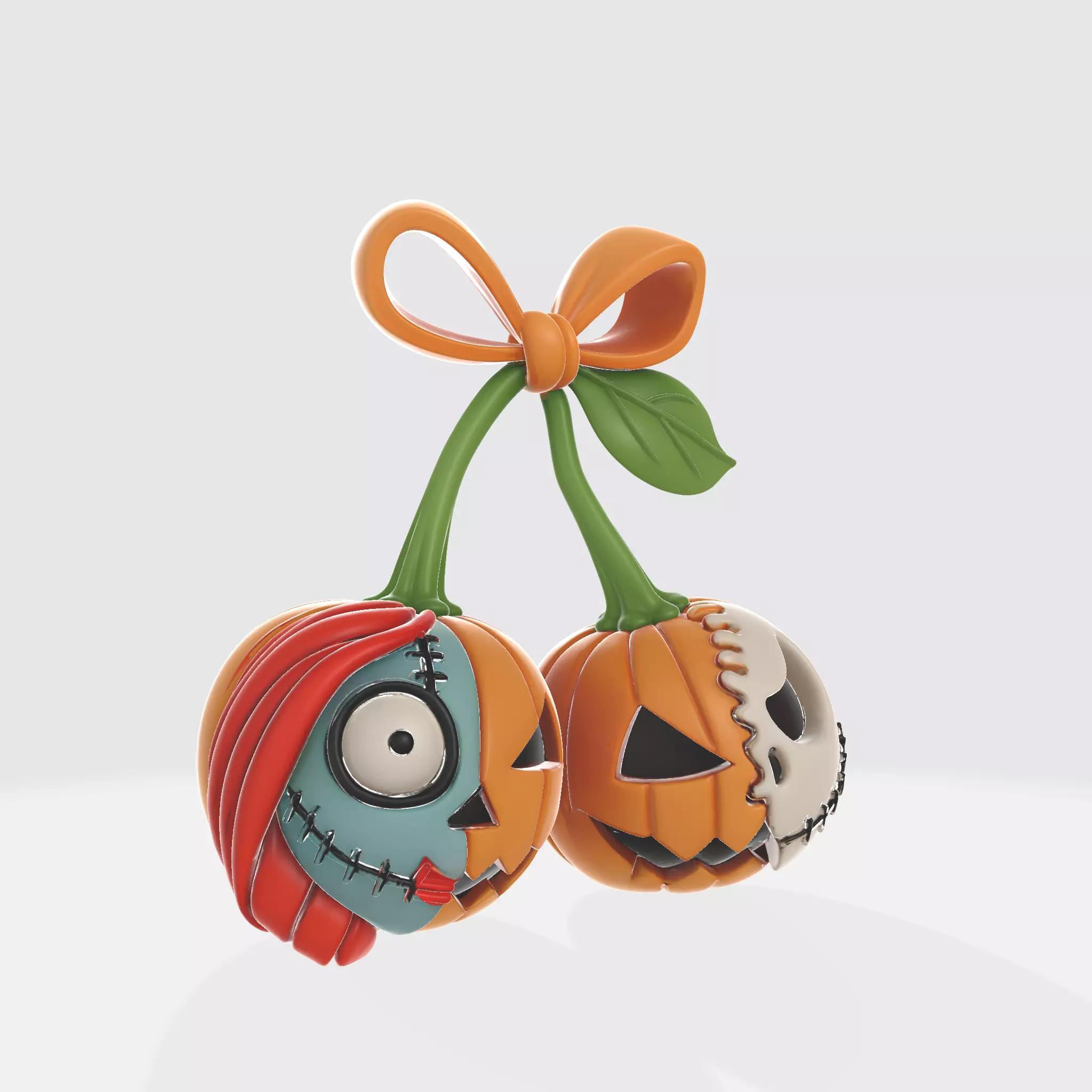 Nightmare Inspired Pumpkin Couple Keychain Jack Sally Pumpkin 3D print model_4