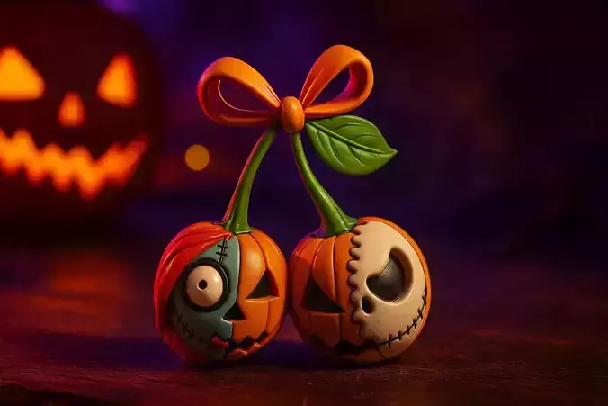 Nightmare Inspired Pumpkin Couple Keychain Jack Sally Pumpkin 3D print model Nightmare Inspired Pumpkin Couple Keychain Jack Sally Pumpkin 3D print model