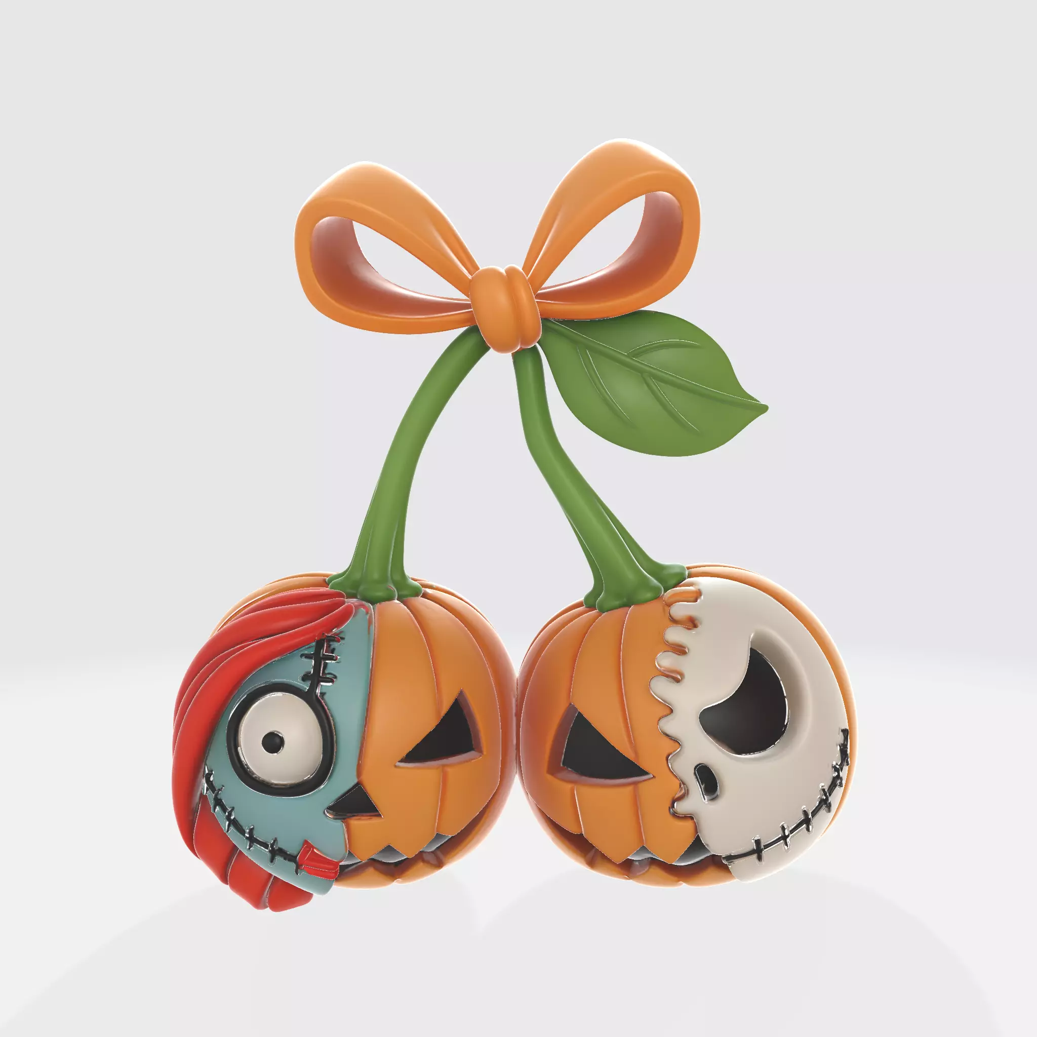 Nightmare Inspired Pumpkin Couple Keychain Jack Sally Pumpkin 3D print model_1