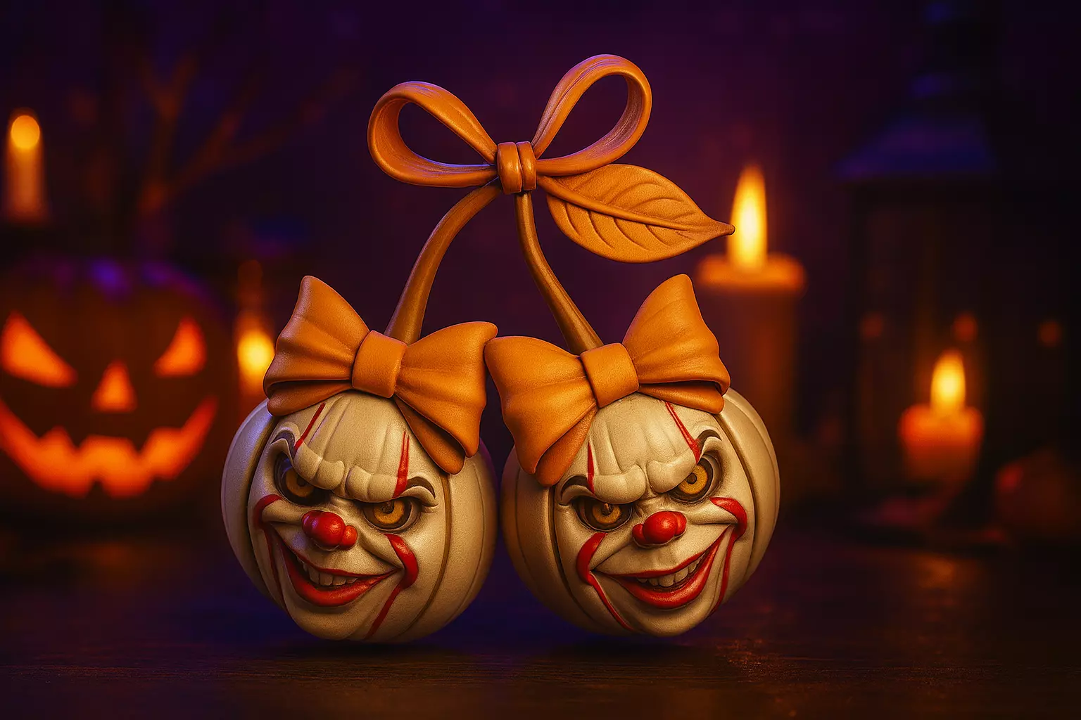 Creepy Clown Pumpkin Cherry Decor Halloween Horror Ornament 3D print model
