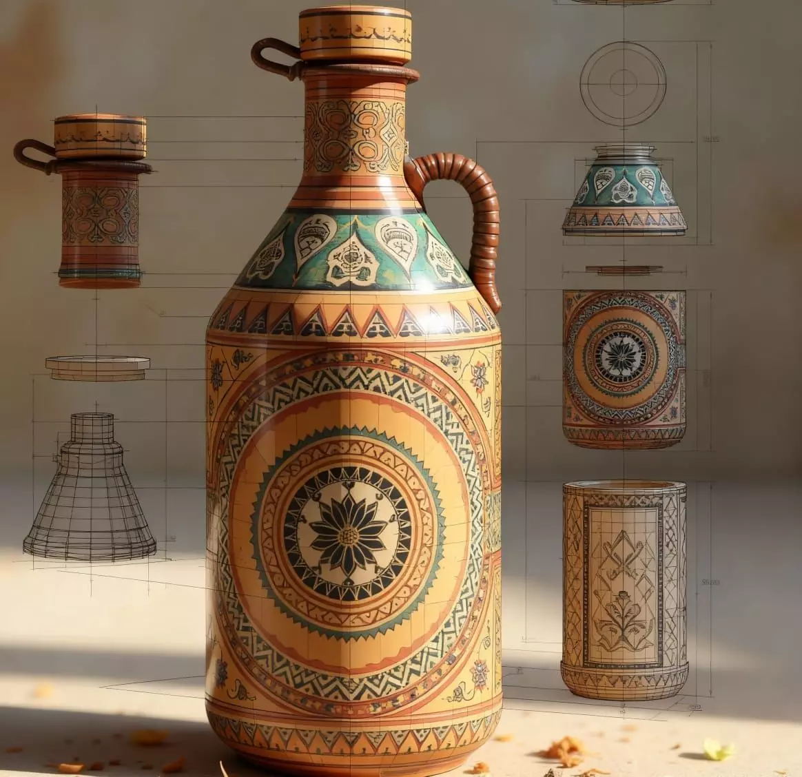 Decorative Water Bottle 3D model_0