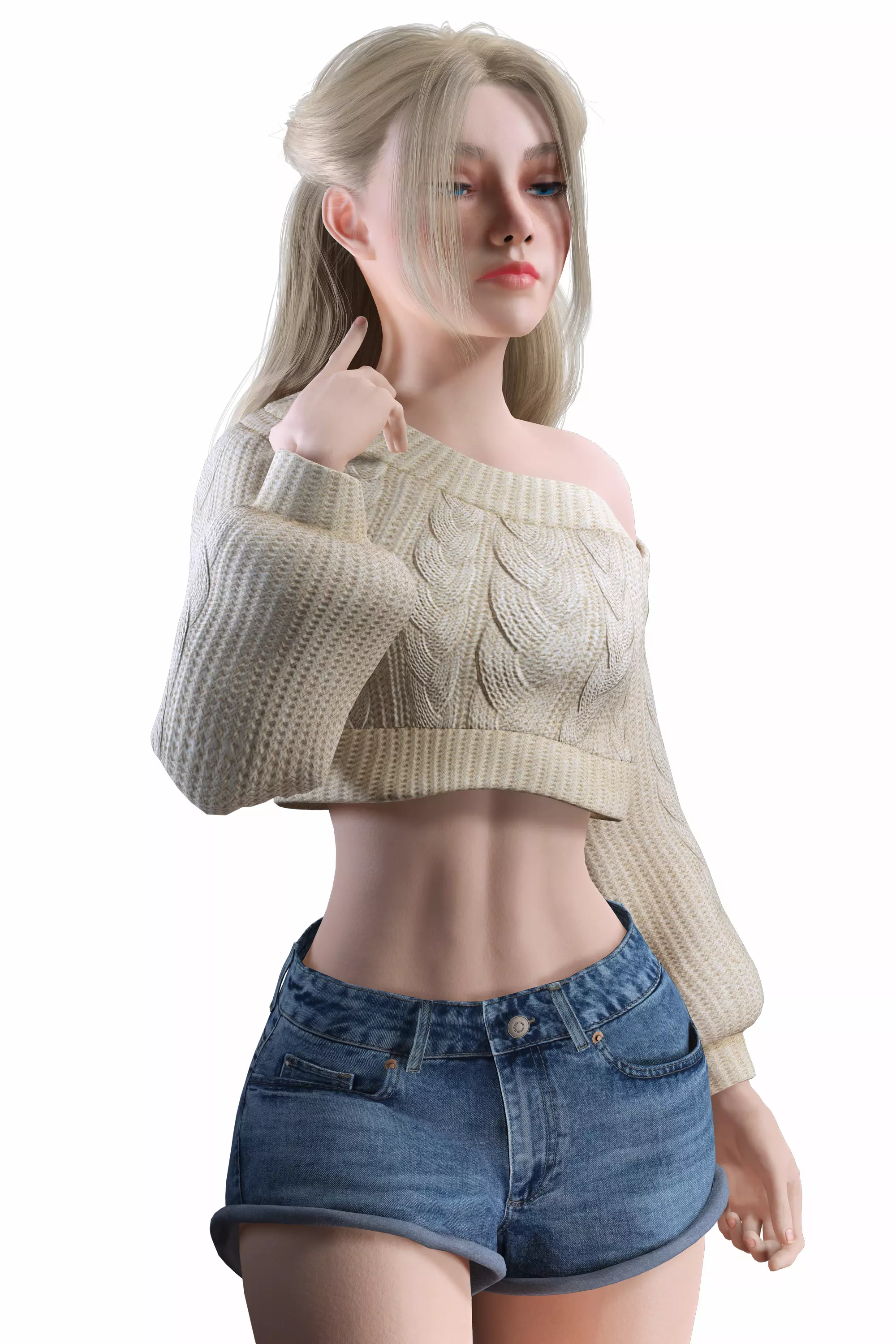 Stylized Female Character Cartoon Casual Outfit Low-poly 3D model_18