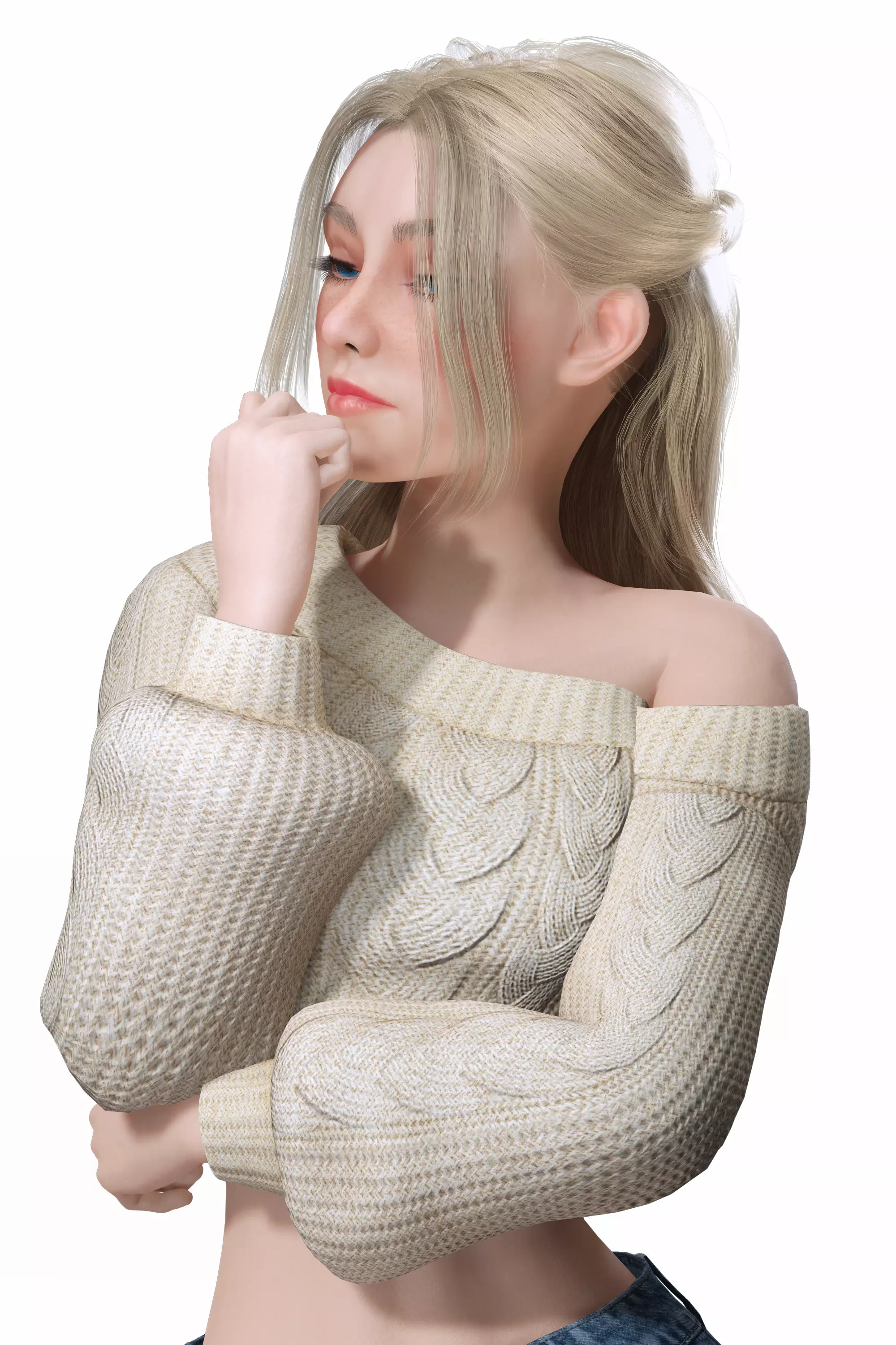 Stylized Female Character Cartoon Casual Outfit Low-poly 3D model_30