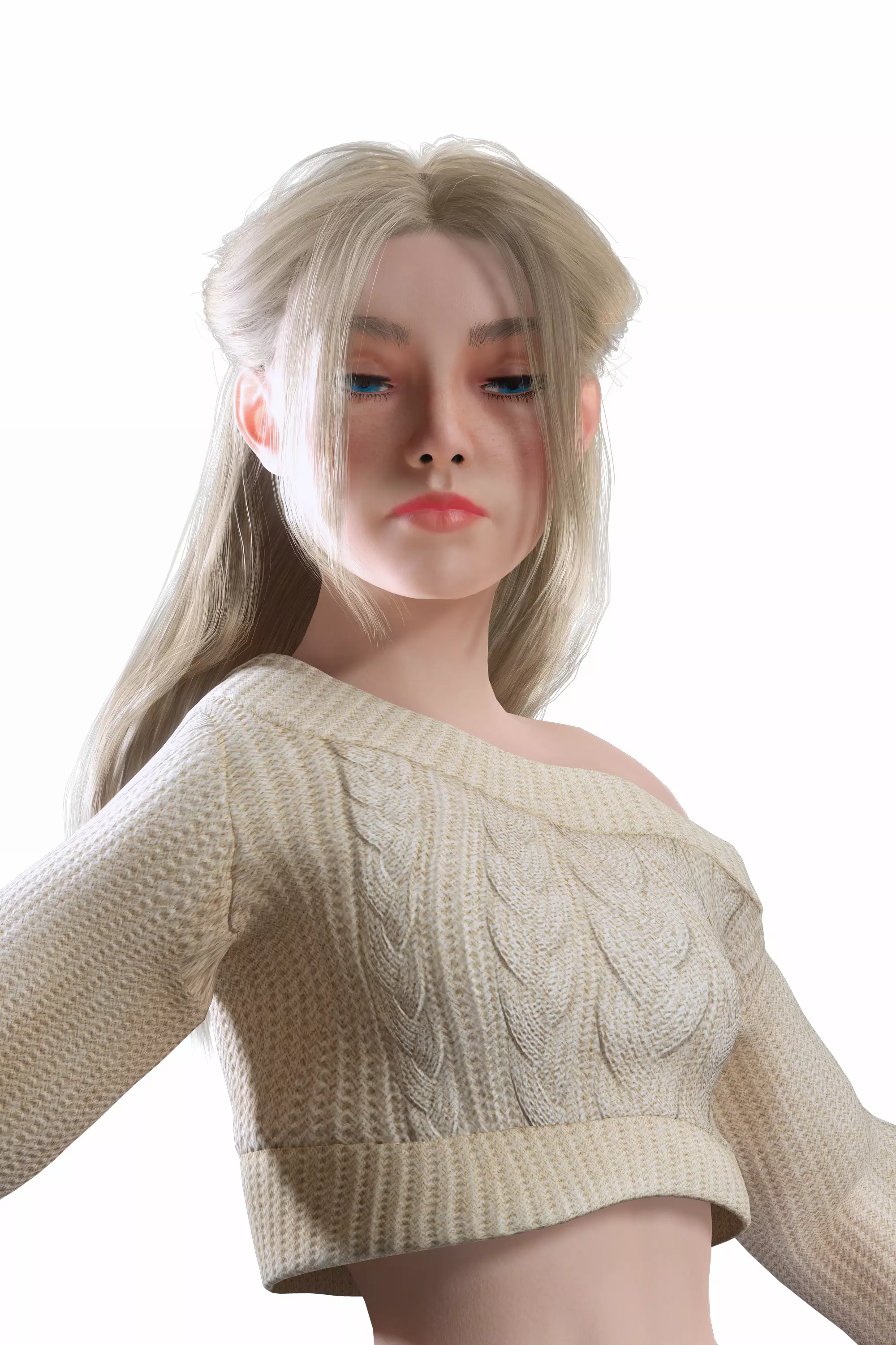 Stylized Female Character Cartoon Casual Outfit Low-poly 3D model_27