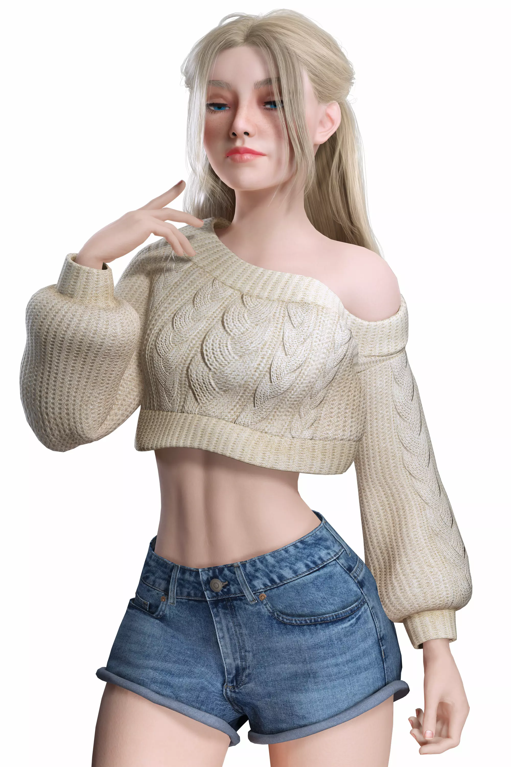 Stylized Female Character Cartoon Casual Outfit Low-poly 3D model_28