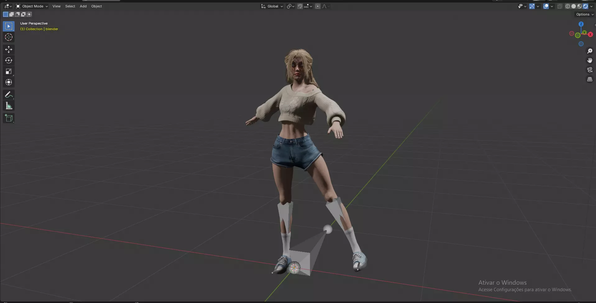 Stylized Female Character Cartoon Casual Outfit Low-poly 3D model_9