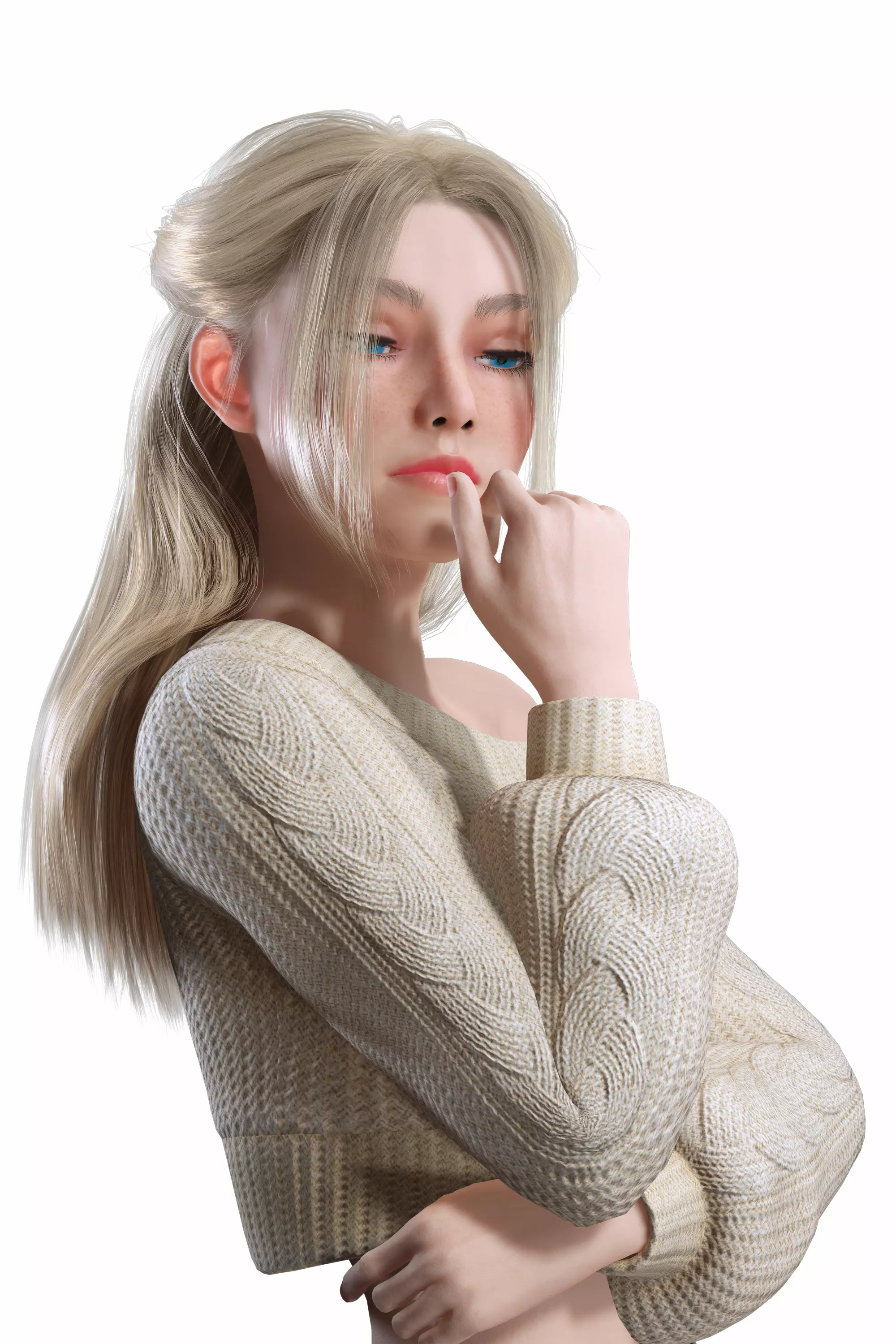 Stylized Female Character Cartoon Casual Outfit Low-poly 3D model_17