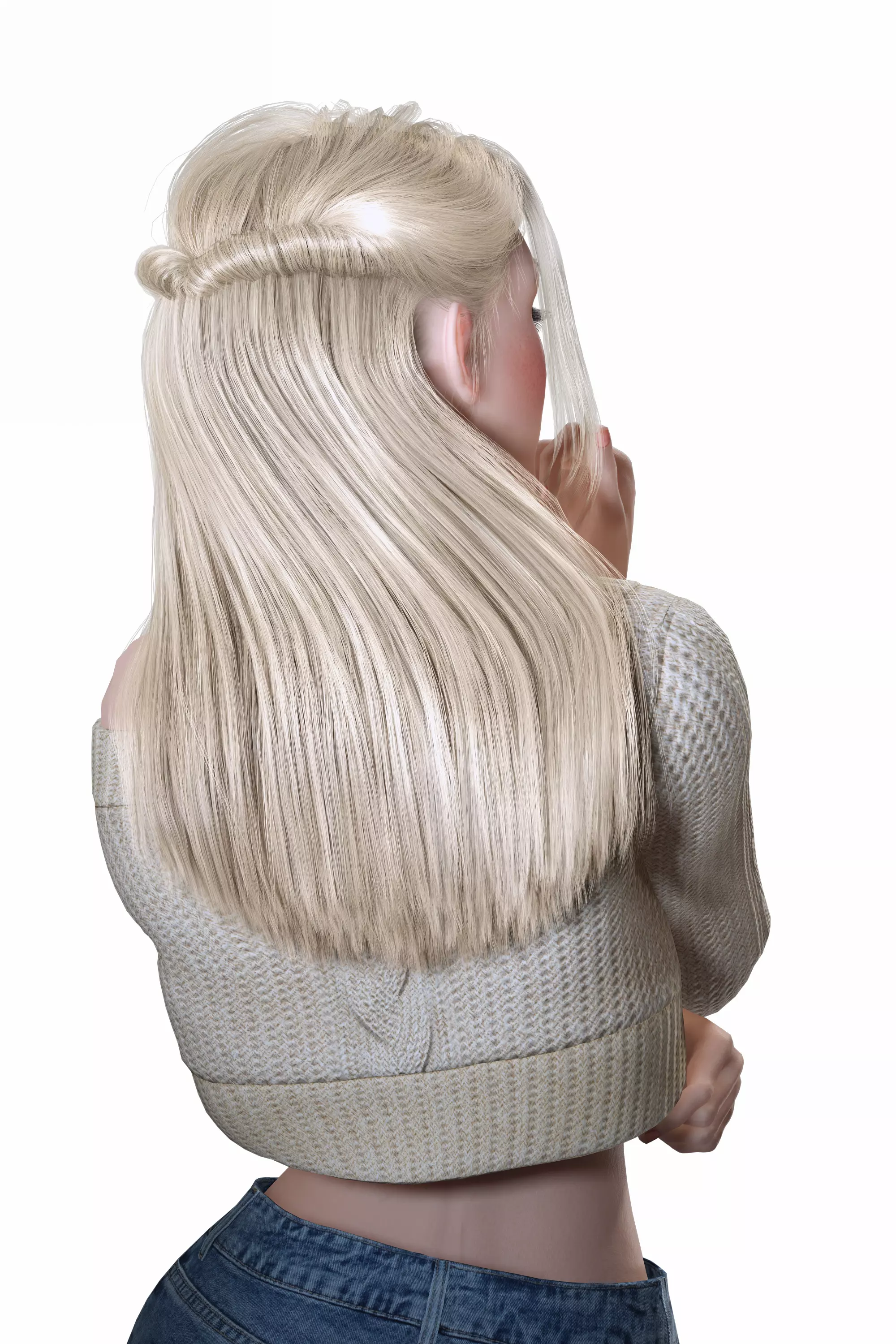 Stylized Female Character Cartoon Casual Outfit Low-poly 3D model_29