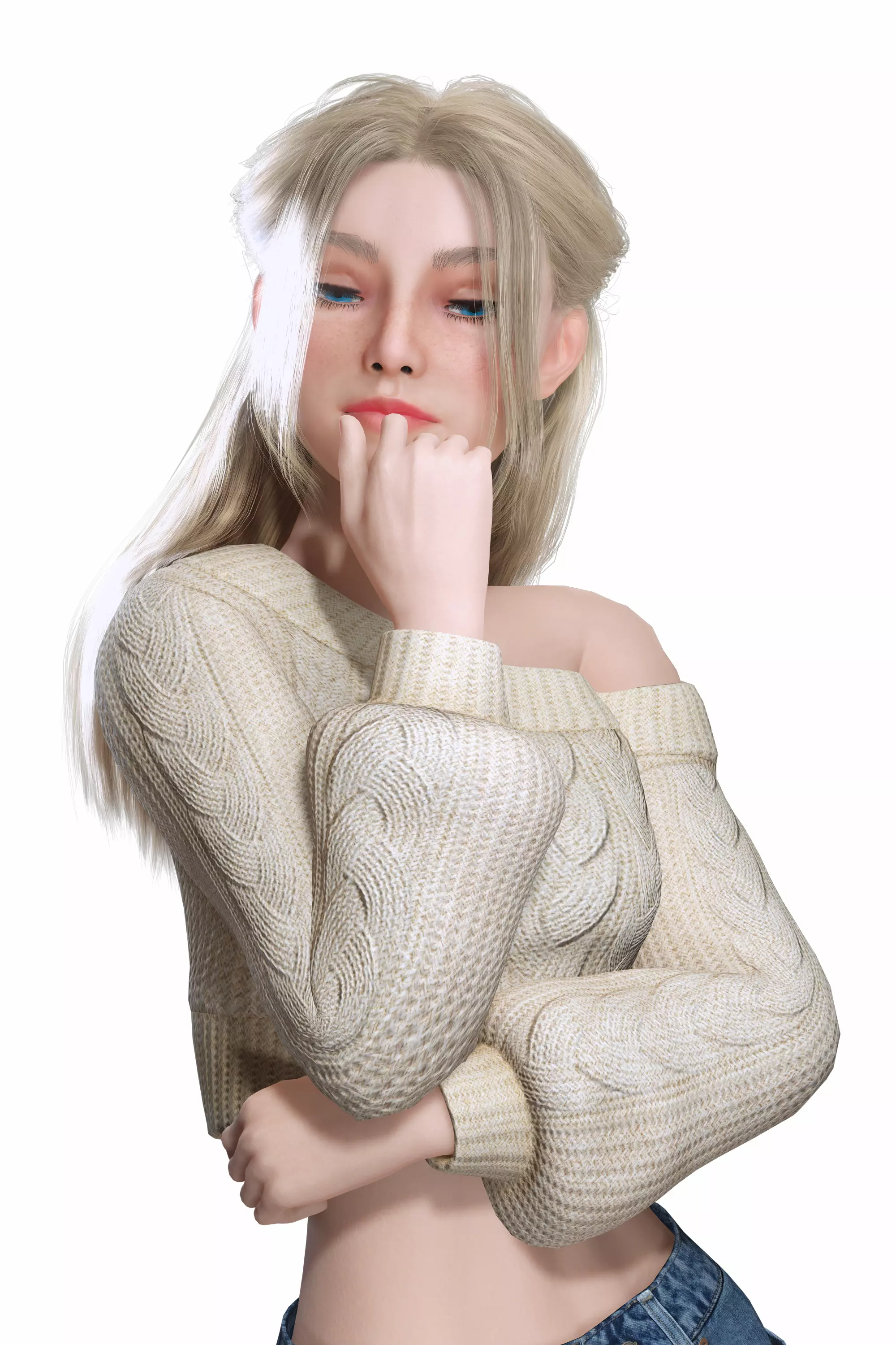 Stylized Female Character Cartoon Casual Outfit Low-poly 3D model_22