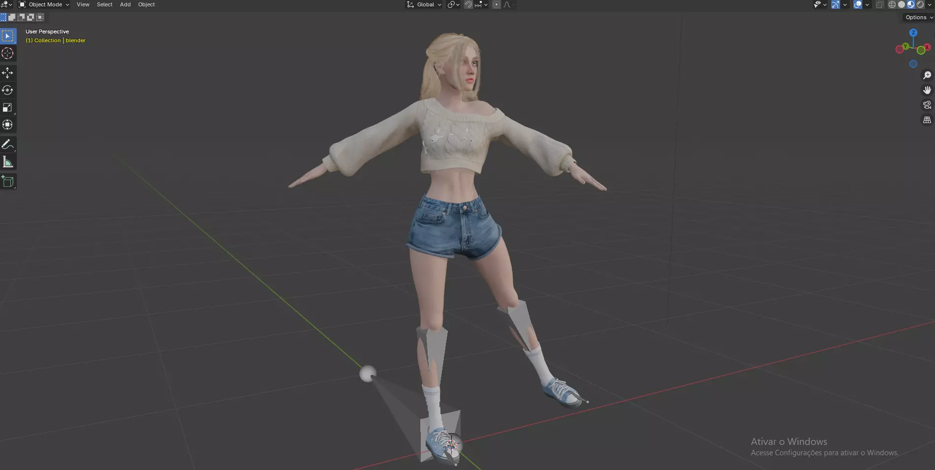 Stylized Female Character Cartoon Casual Outfit Low-poly 3D model_8