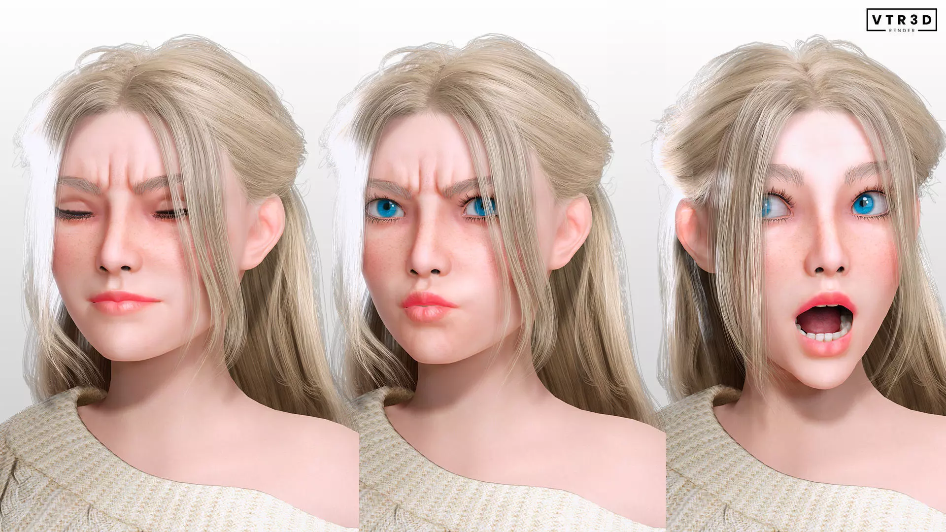 Stylized Female Character Cartoon Casual Outfit Low-poly 3D model_5