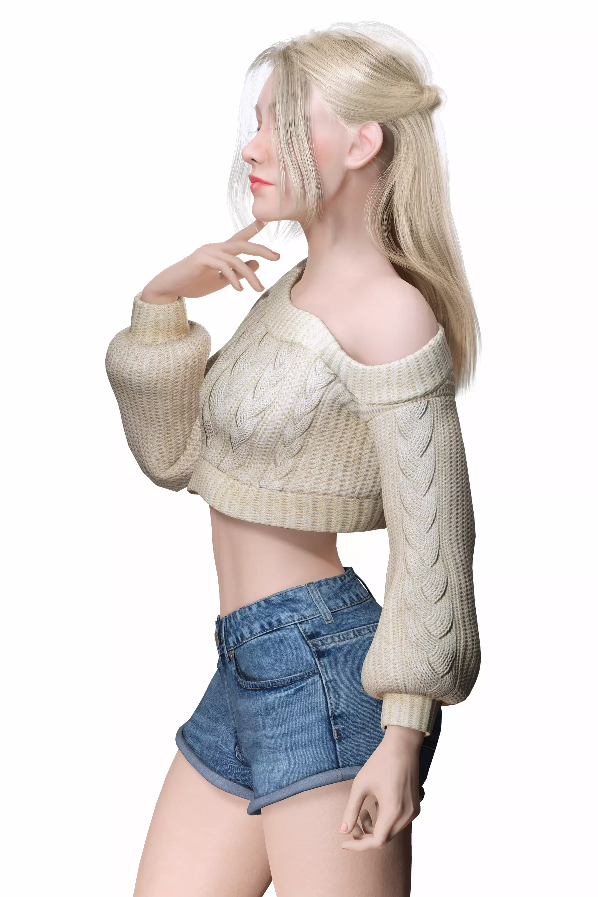 Stylized Female Character Cartoon Casual Outfit Low-poly 3D model_25