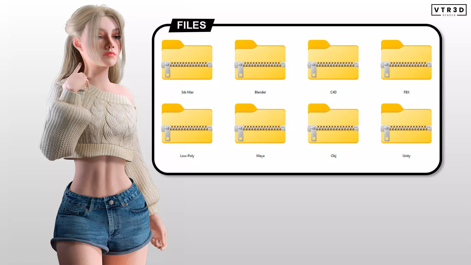 Stylized Female Character Cartoon Casual Outfit Low-poly 3D model_11