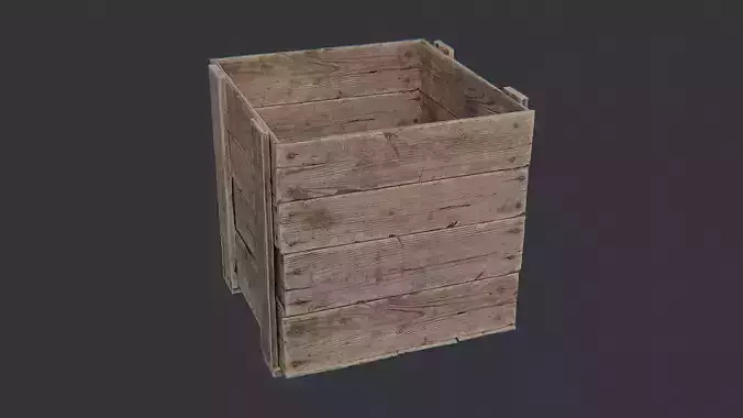 Wooden Crate Open Box with Weathered Planks