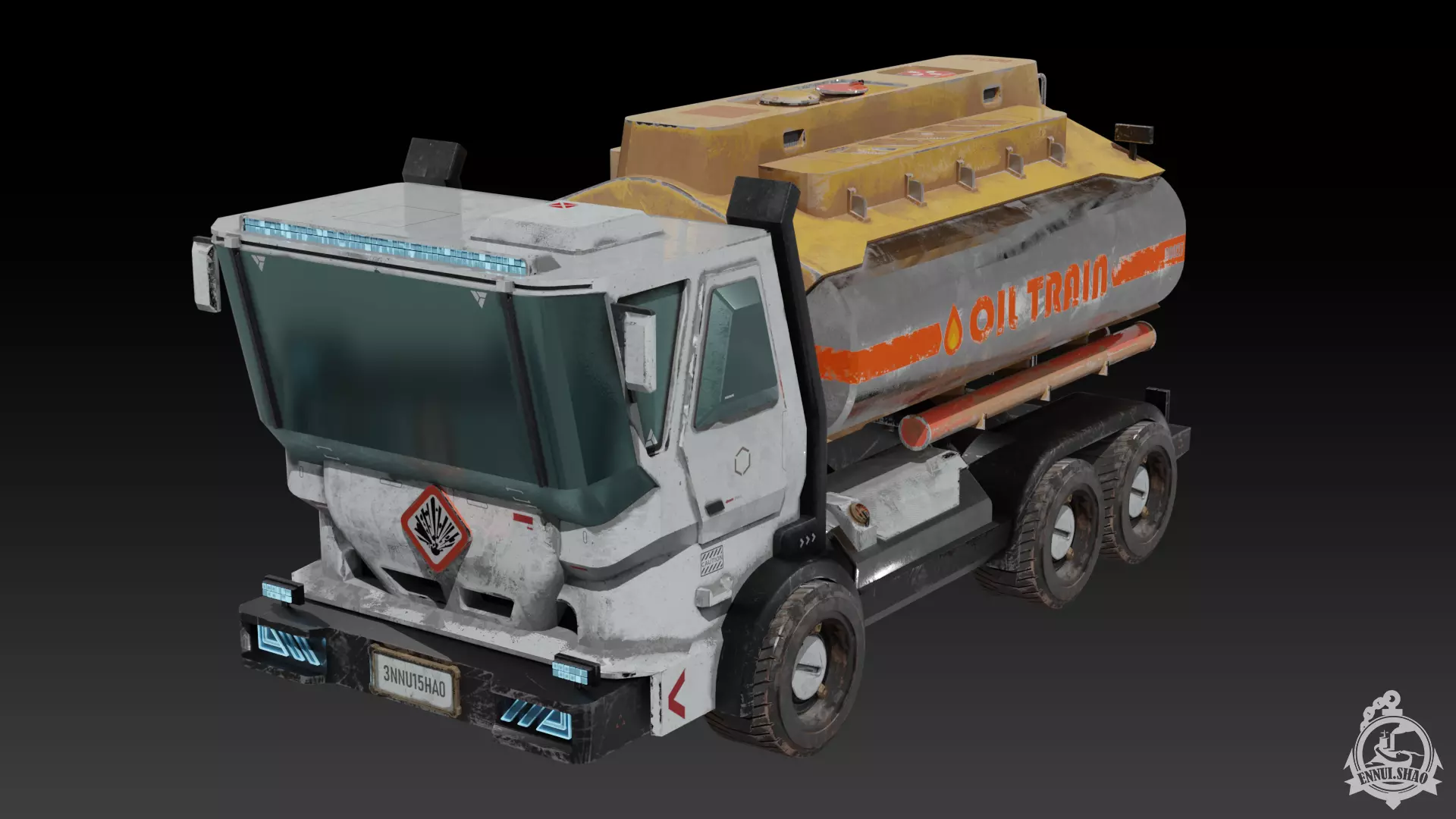 Sci-fi Oil Tanker Low-poly 3D model_0