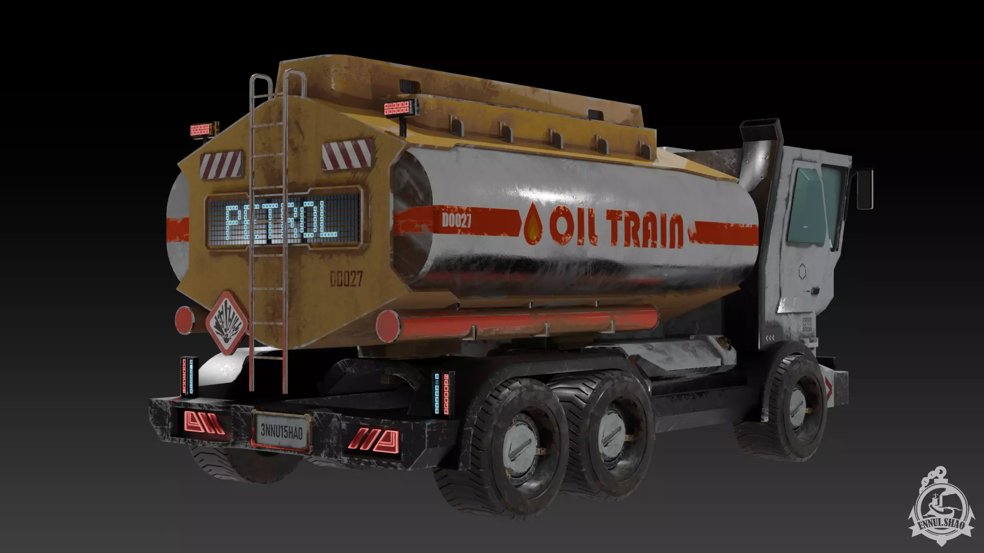 Sci-fi Oil Tanker Low-poly 3D model_4