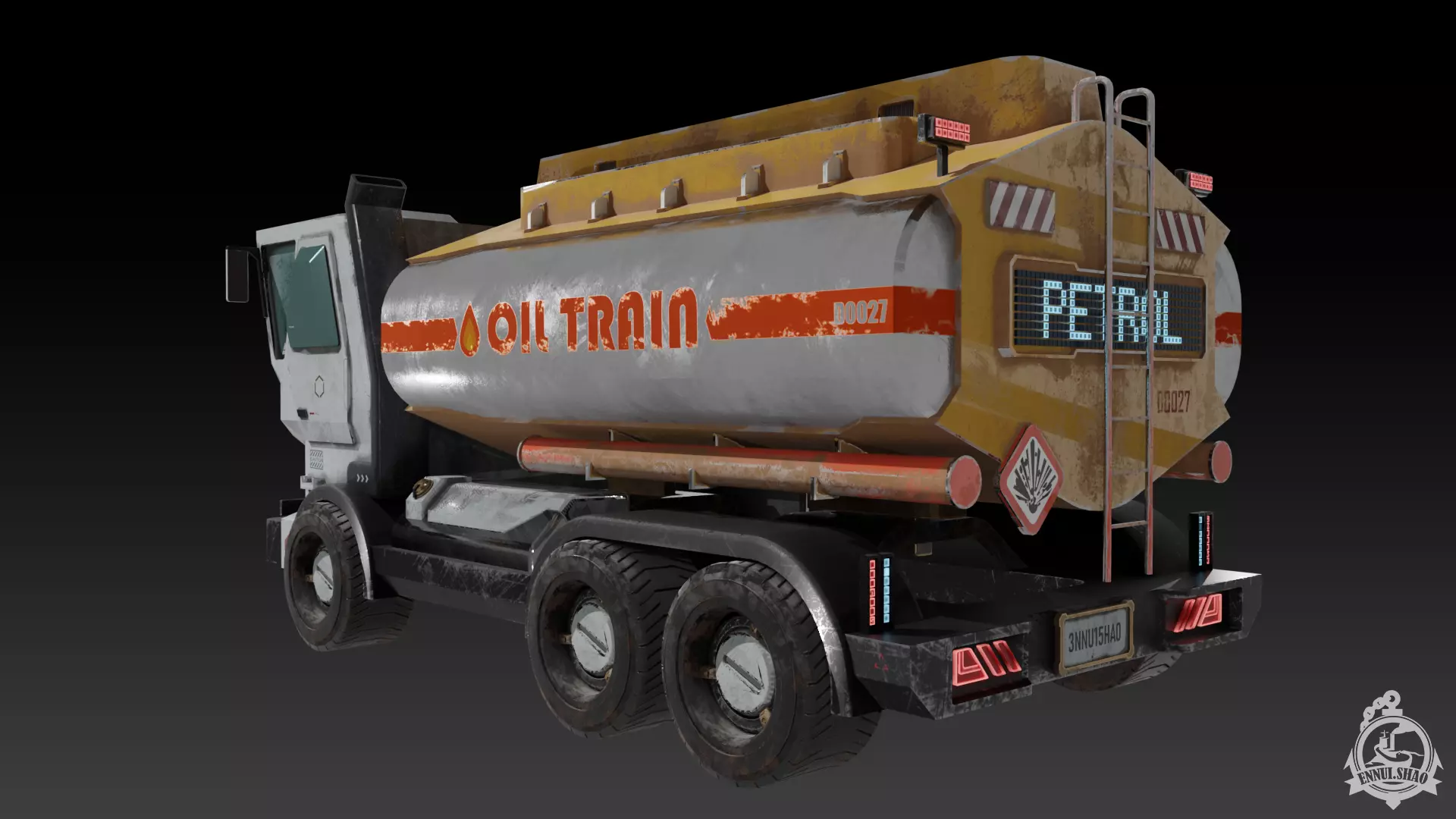 Sci-fi Oil Tanker Low-poly 3D model_6