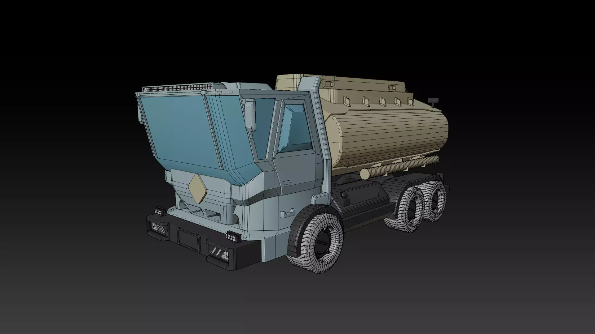 Sci-fi Oil Tanker Low-poly 3D model_8