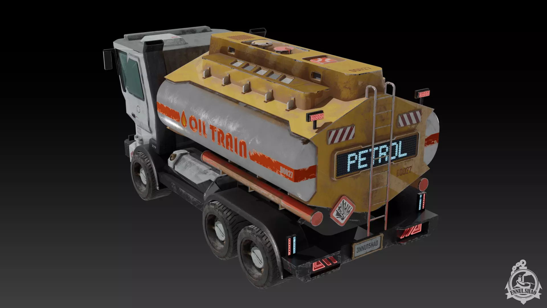 Sci-fi Oil Tanker Low-poly 3D model_5