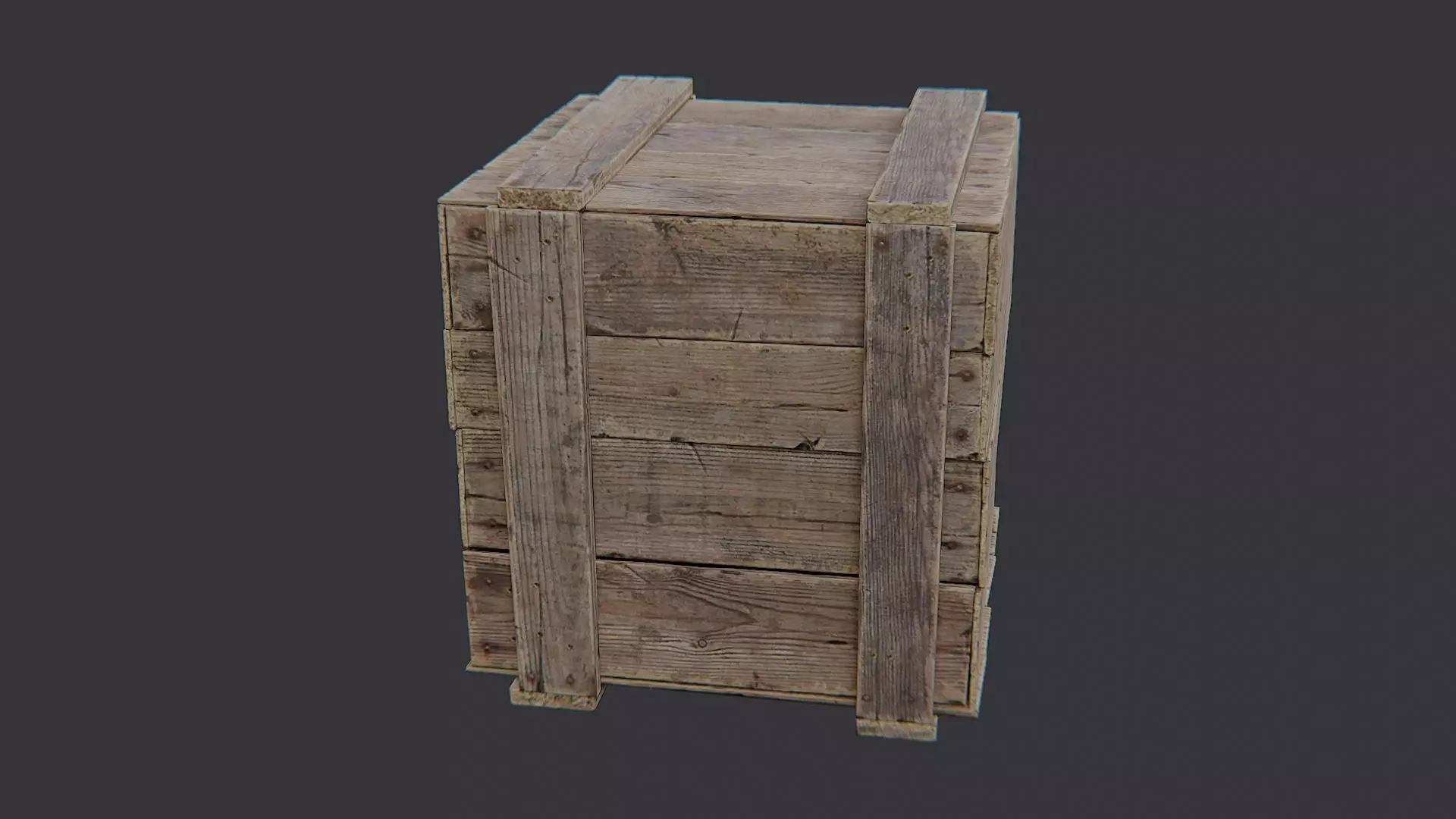 Weathered Wooden Crate Prop for Rustic Scenes Low-poly 3D model_1