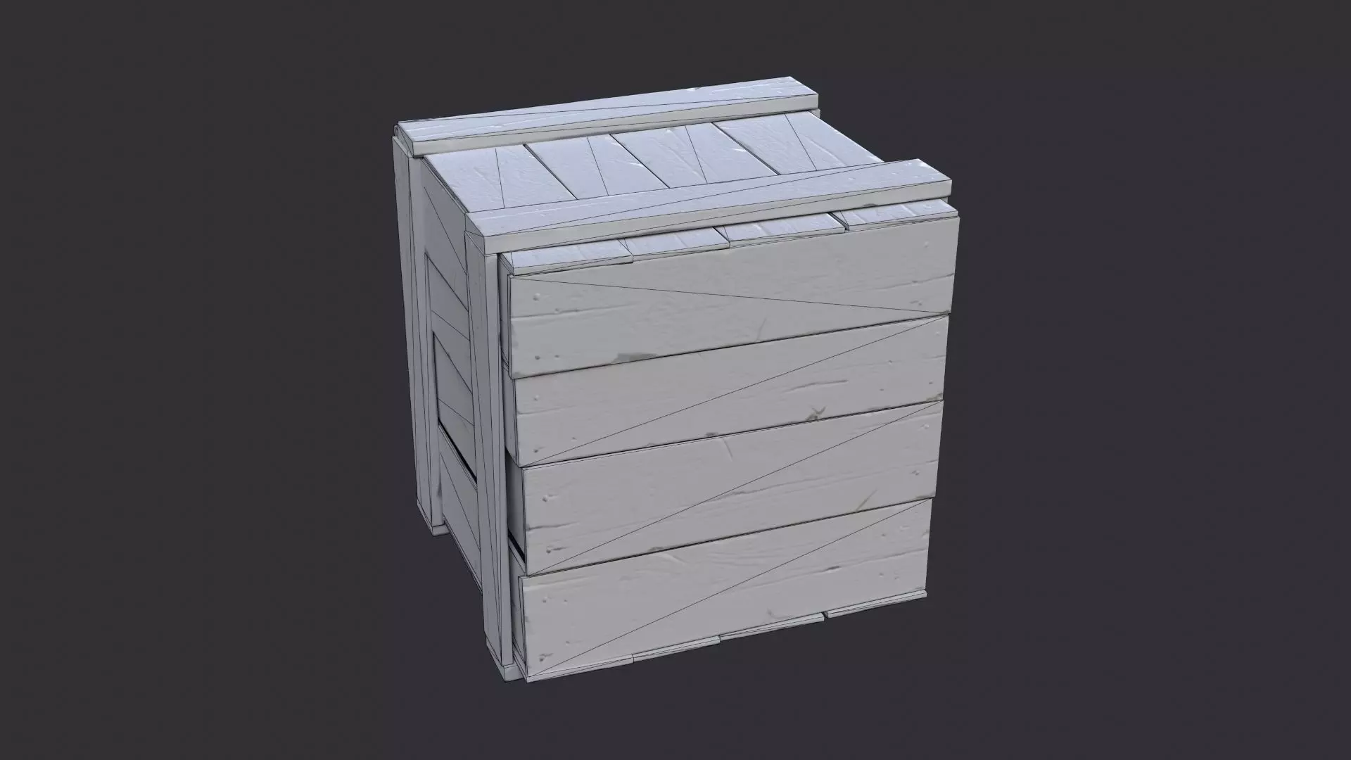 Weathered Wooden Crate Prop for Rustic Scenes Low-poly 3D model_7