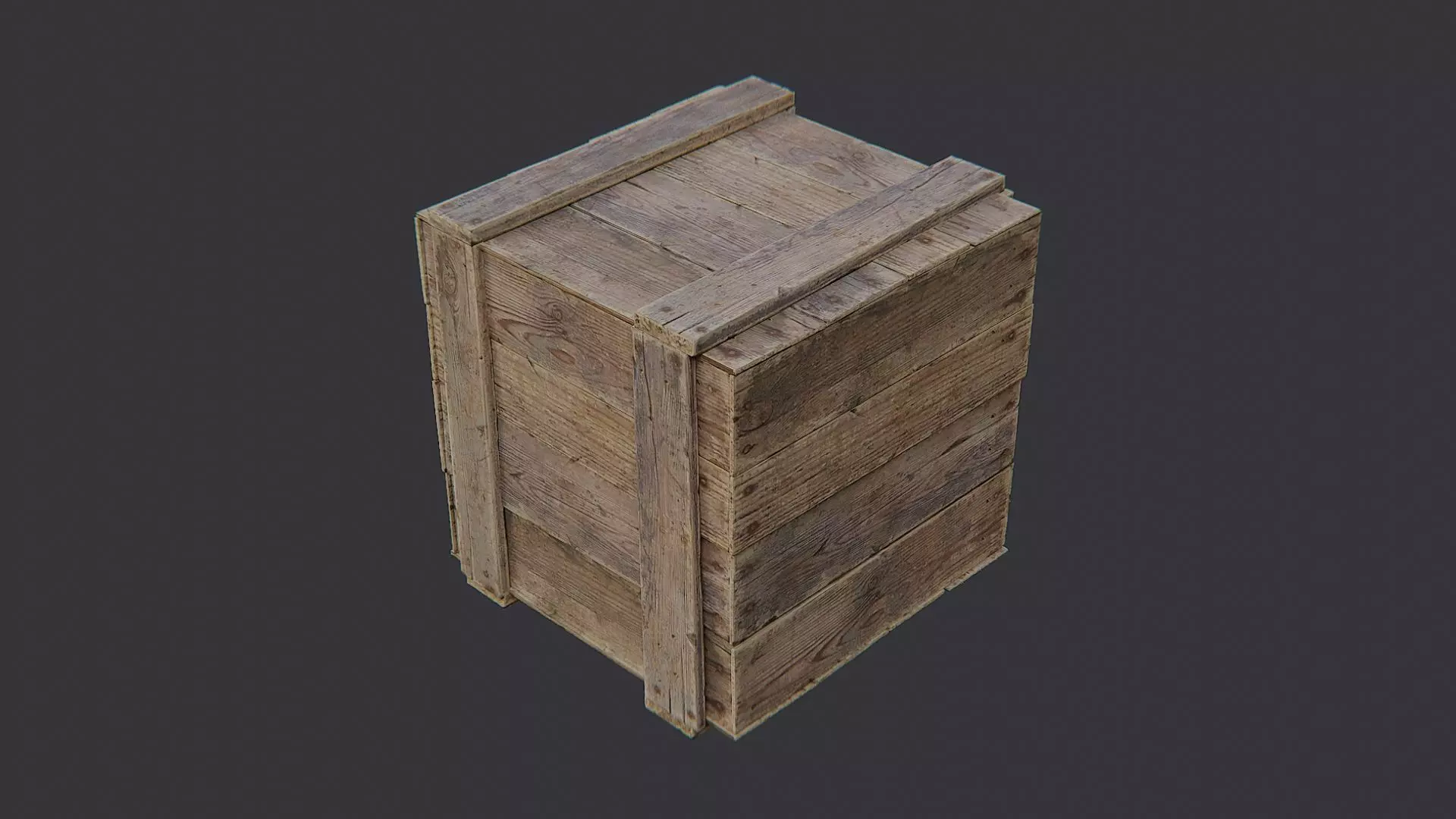 Weathered Wooden Crate Prop for Rustic Scenes Low-poly 3D model_3
