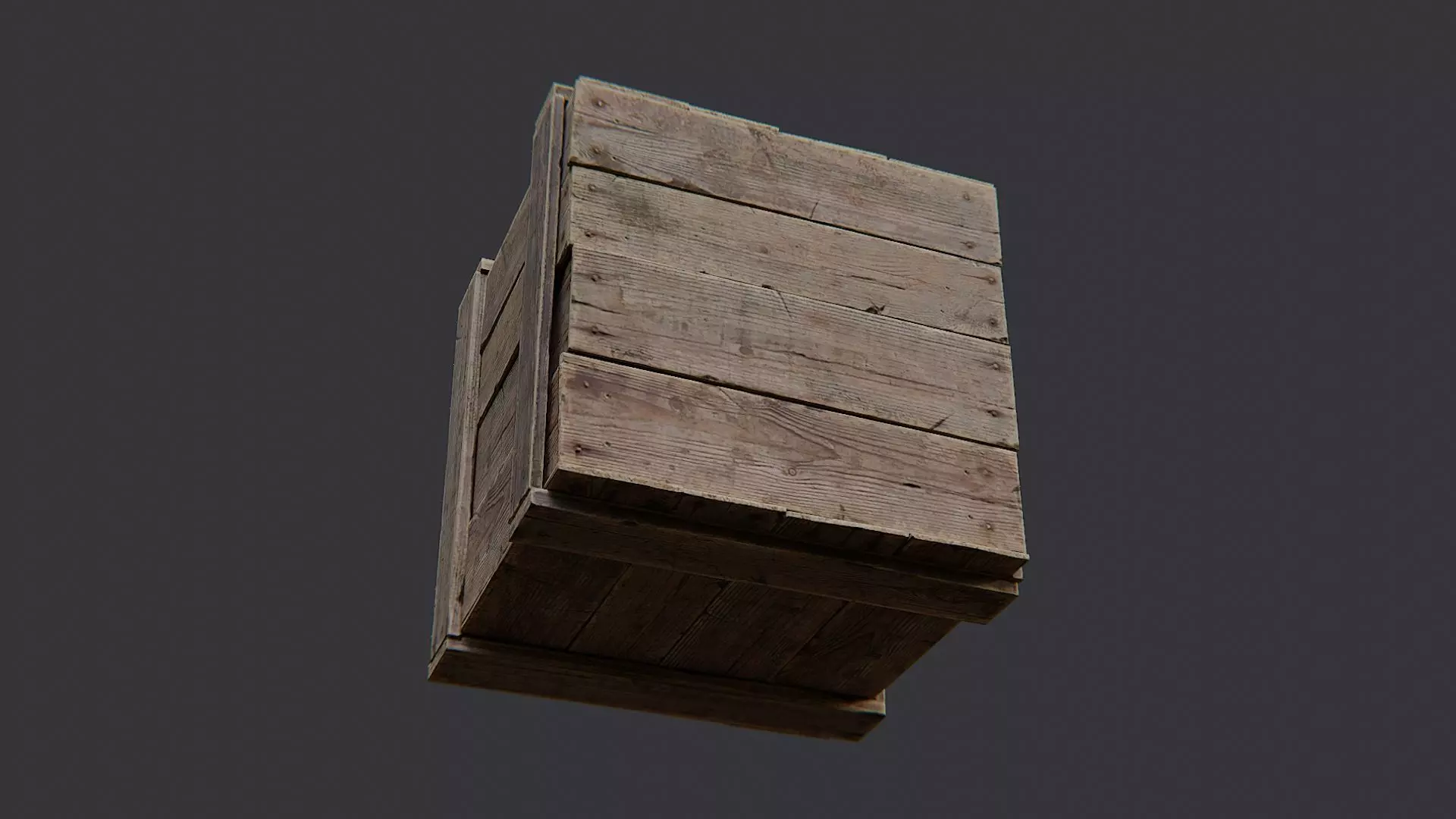 Weathered Wooden Crate Prop for Rustic Scenes Low-poly 3D model_5