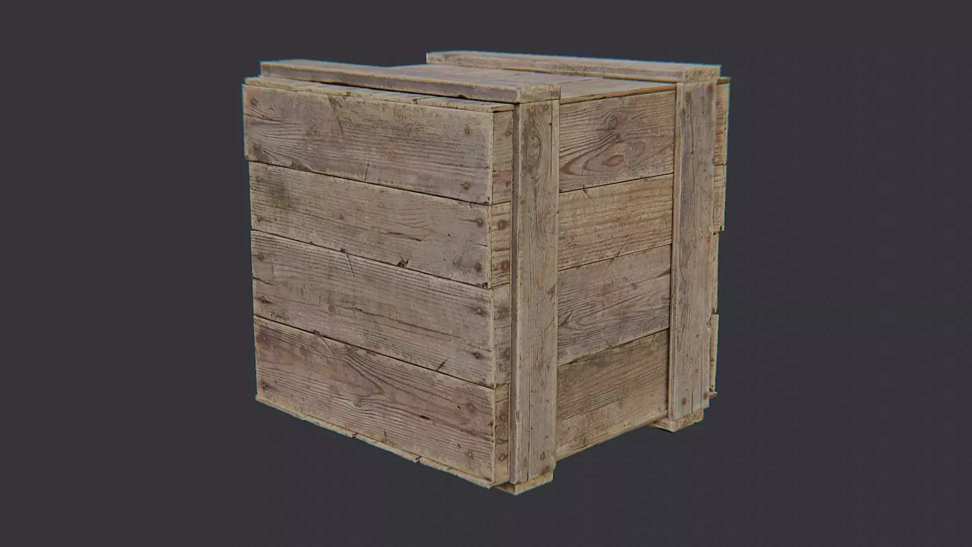 Weathered Wooden Crate Prop for Rustic Scenes Low-poly 3D model_2