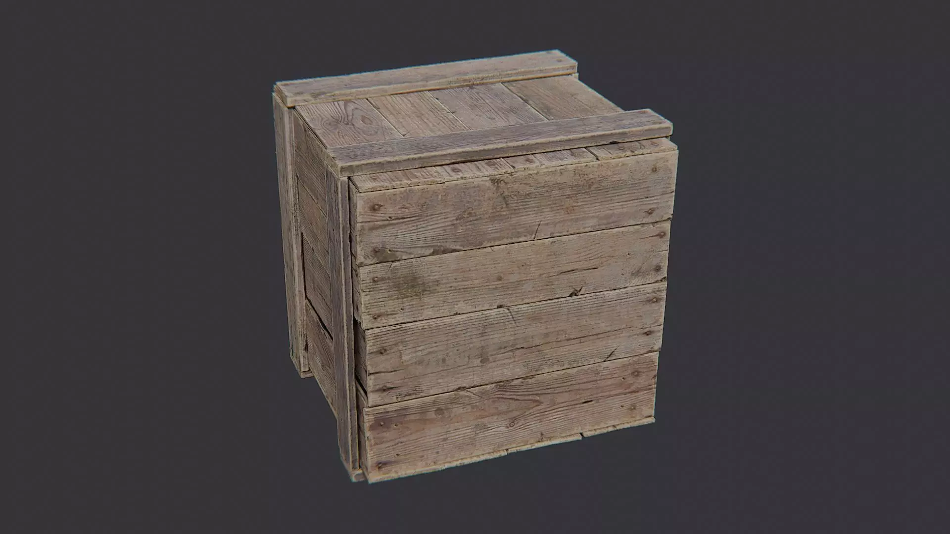 Weathered Wooden Crate Prop for Rustic Scenes Low-poly 3D model_0