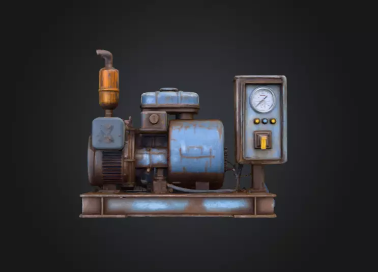 Rustic Generator Low-poly 3D model_1