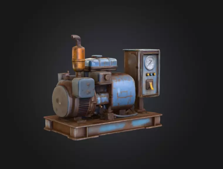 Rustic Generator Low-poly 3D model_2