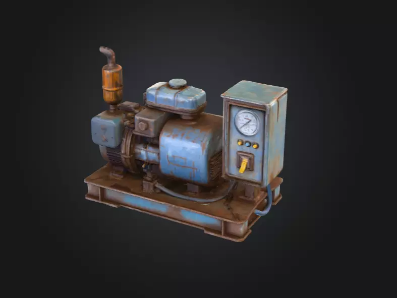 Rustic Generator Low-poly 3D model_0