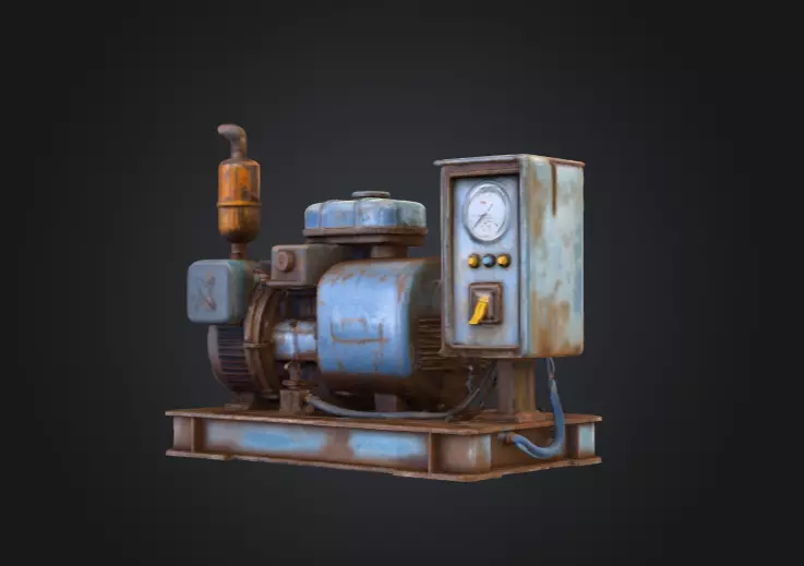 Rustic Generator Low-poly 3D model_8