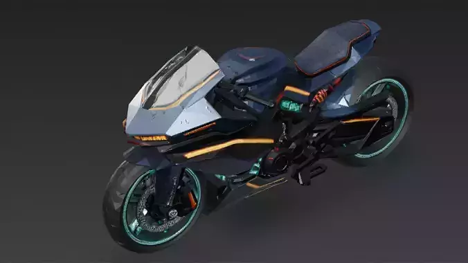 Cyberpunk Motorcycle 3D Model PBR