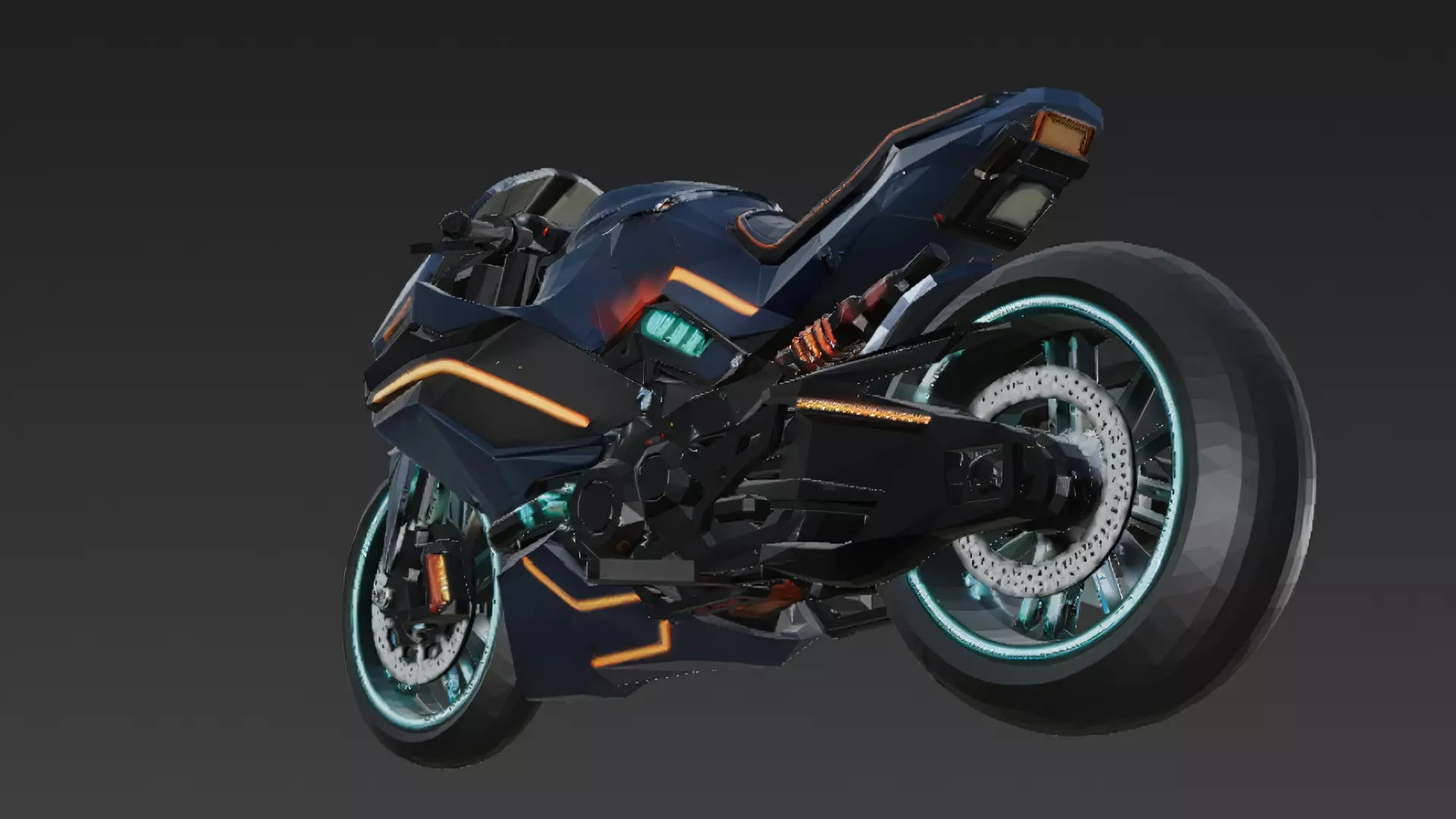 Cyberpunk Motorcycle 3D Model PBR Low-poly 3D model_3