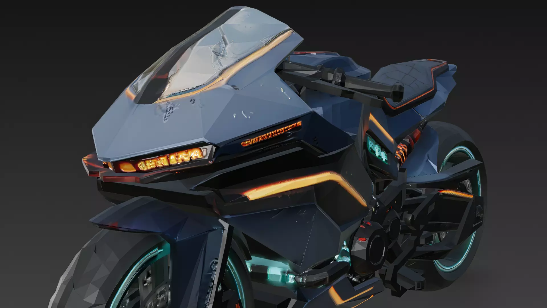 Cyberpunk Motorcycle 3D Model PBR Low-poly 3D model_4