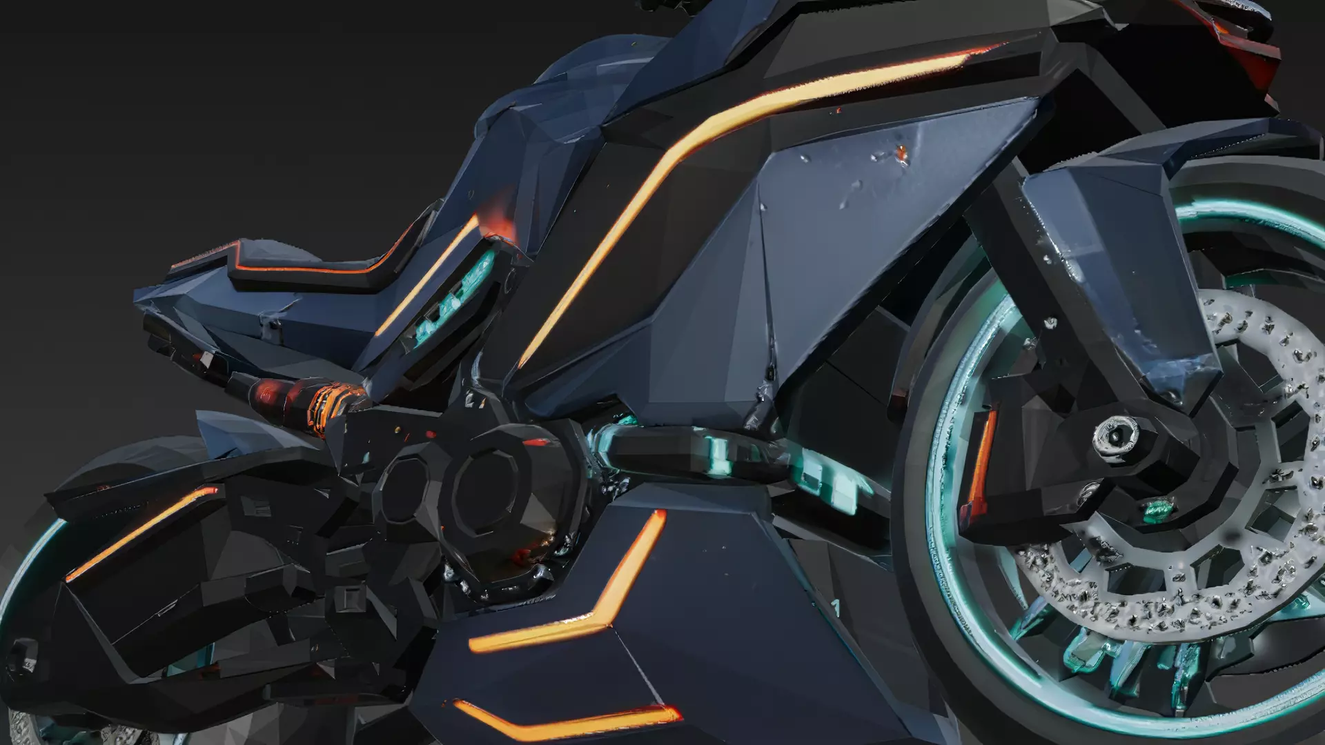 Cyberpunk Motorcycle 3D Model PBR Low-poly 3D model_5