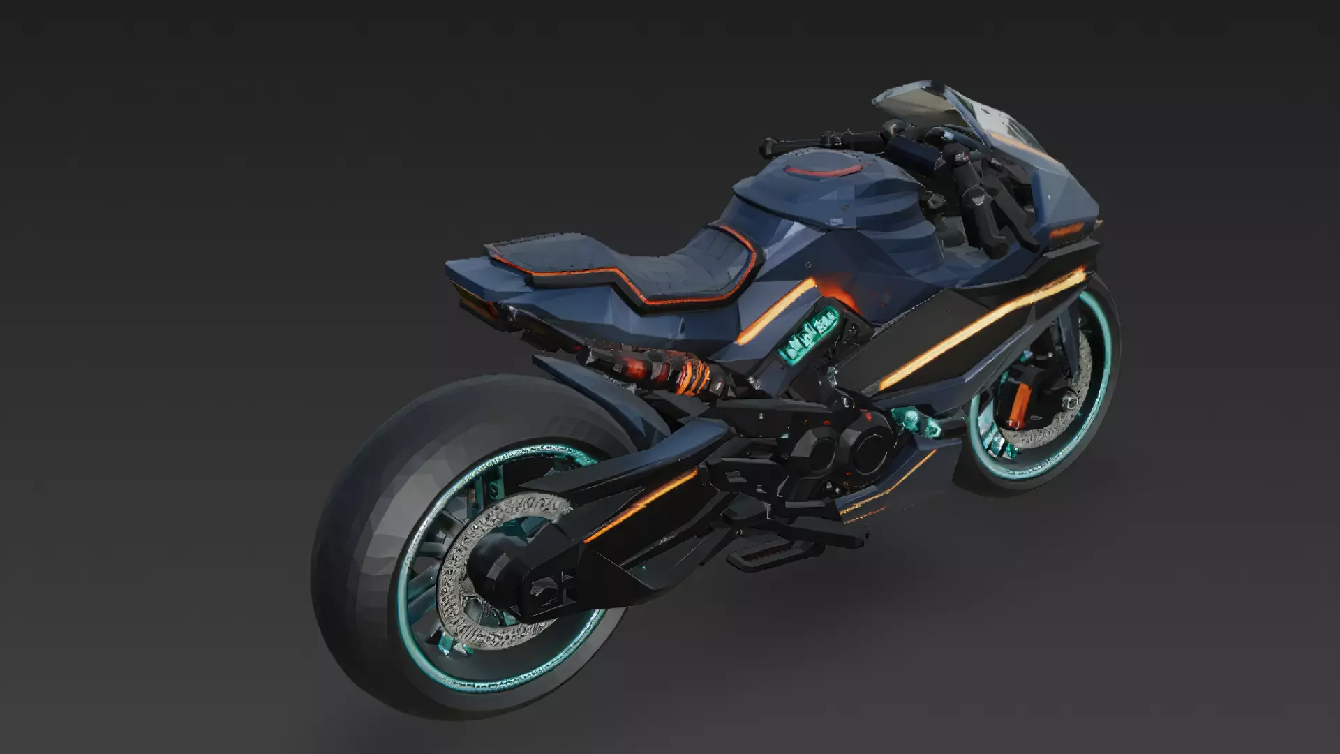 Cyberpunk Motorcycle 3D Model PBR Low-poly 3D model_2