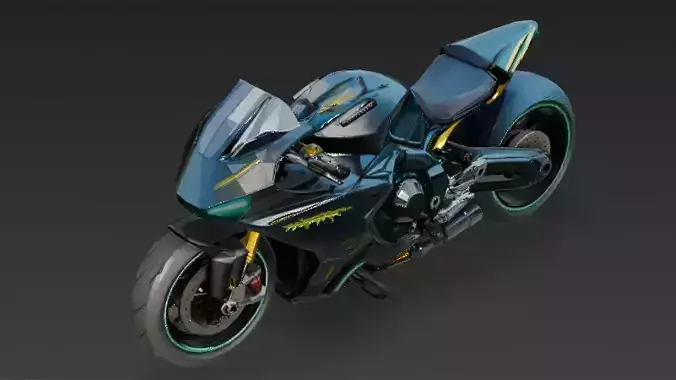 Cyberpunk Futuristic Motorcycle 3D Model PBR