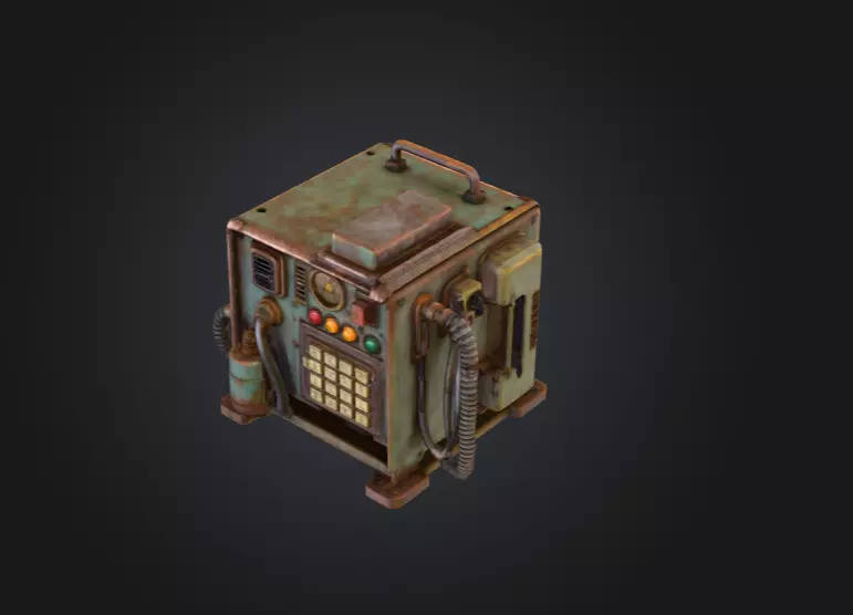 Retro Power Terminal Low-poly 3D model_0