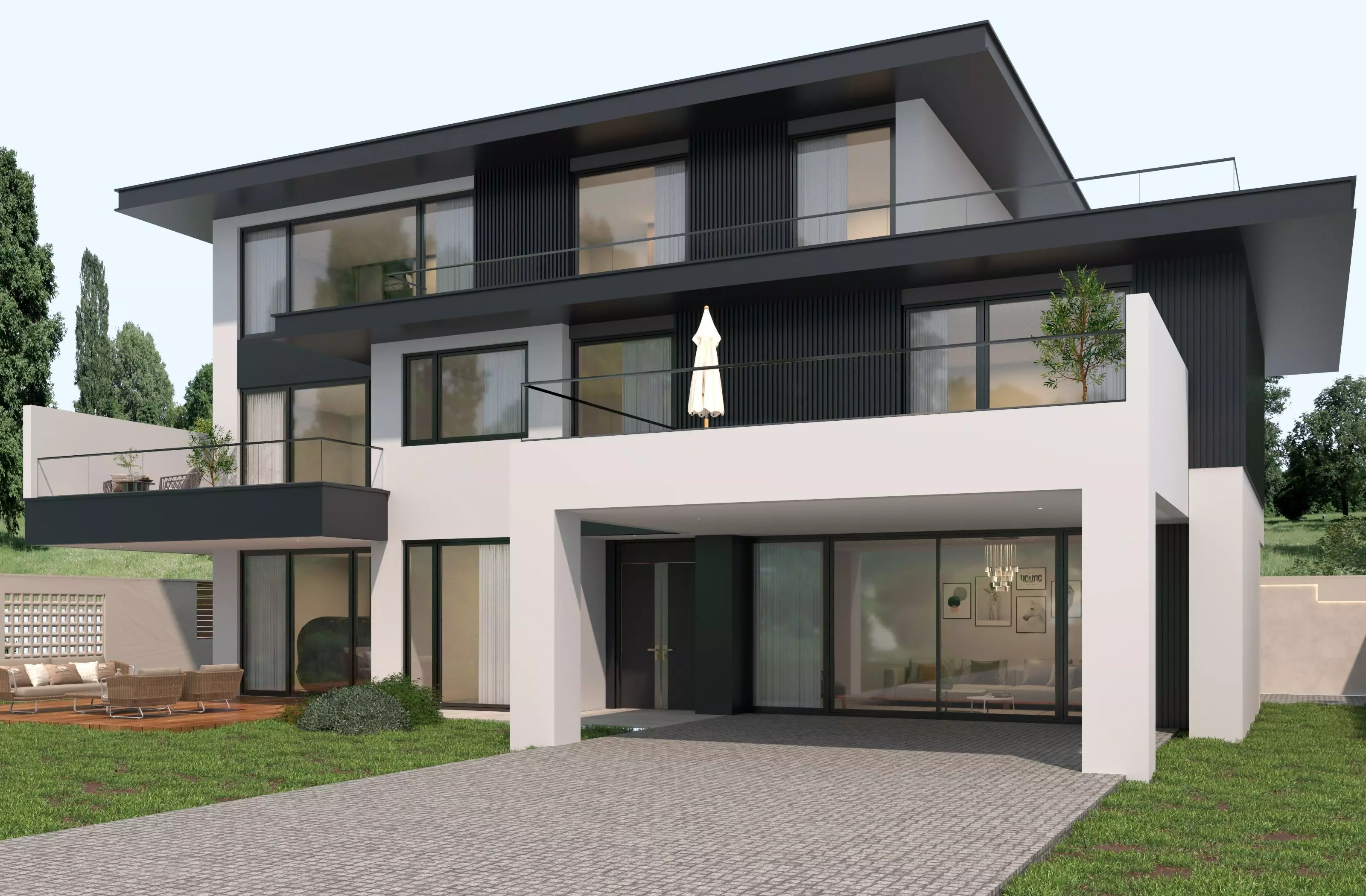Modern house archicad 3D model_1