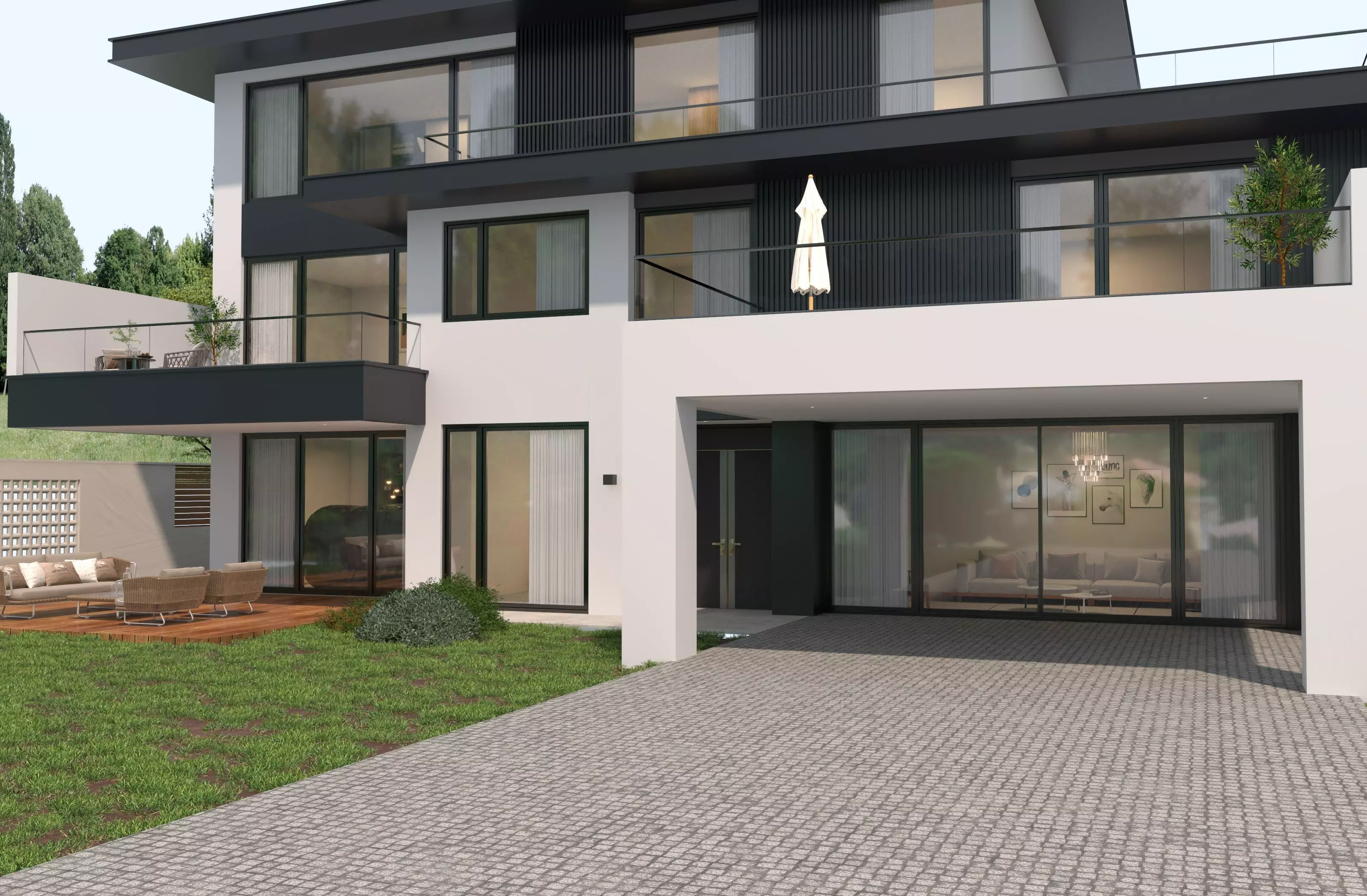 Modern house archicad 3D model_4