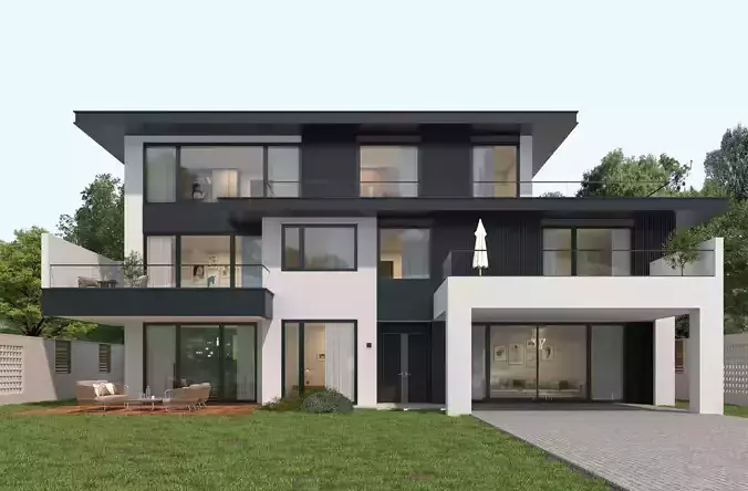 Modern house archicad 3D model