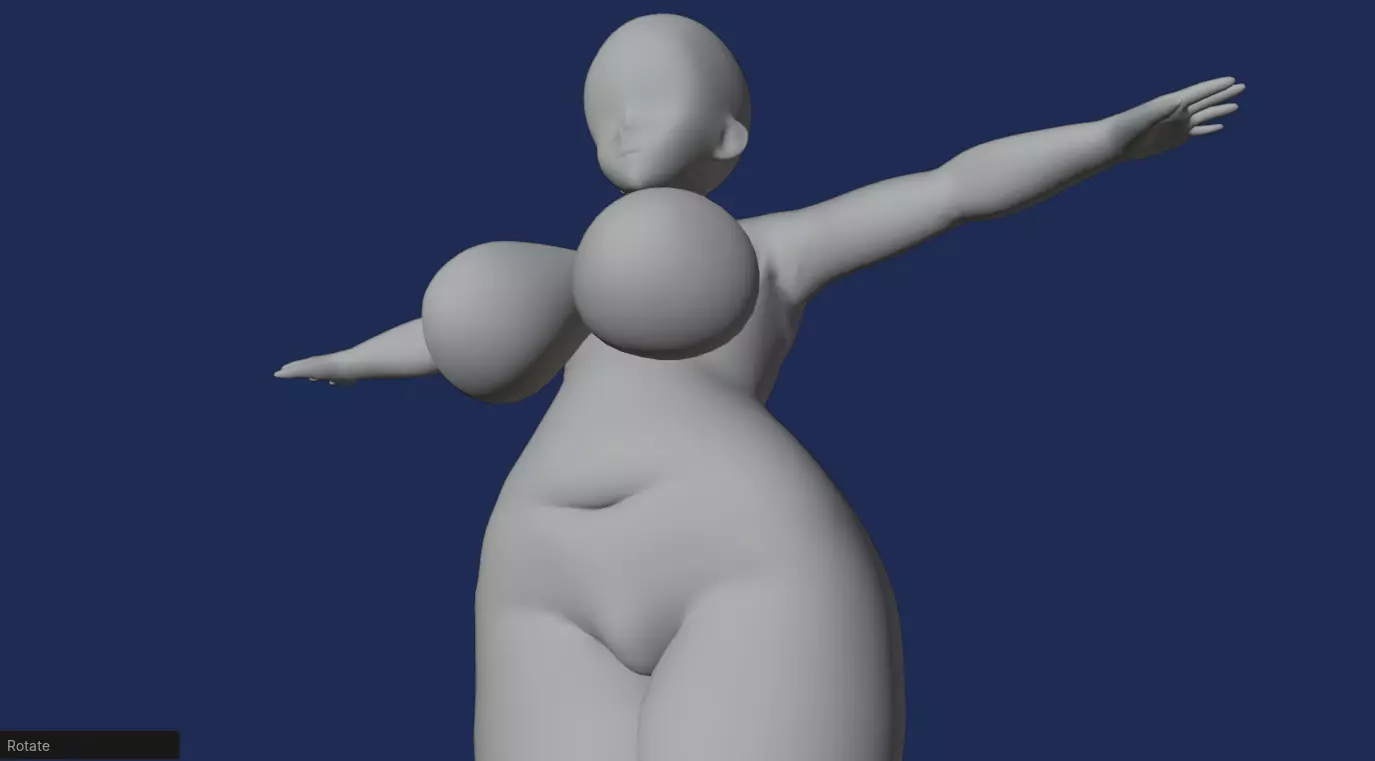 Anime 3D Girl Base Mesh with Basic Rig 3D model_3