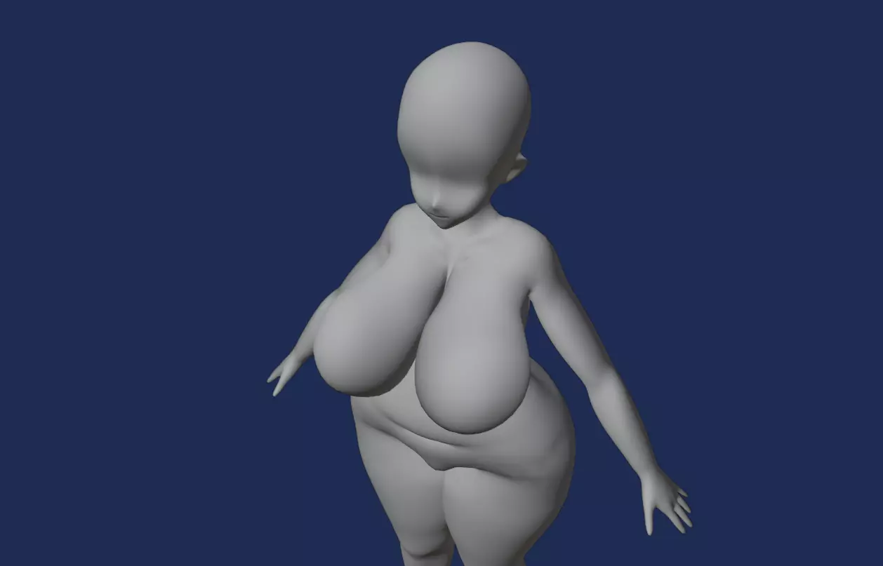Anime 3D Girl Base Mesh with Basic Rig 3D model_0