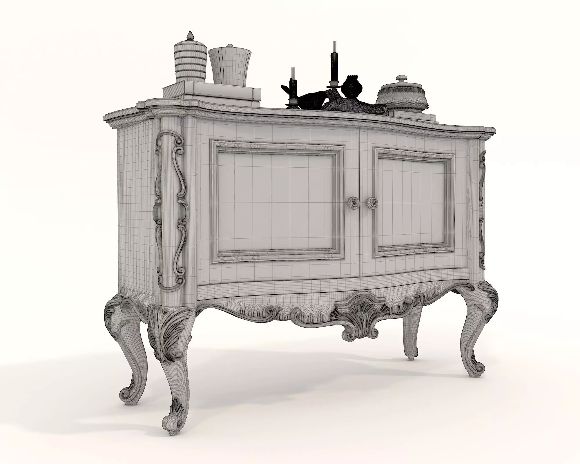 Classic European style Sideboard and Decoration 3 3D model_8