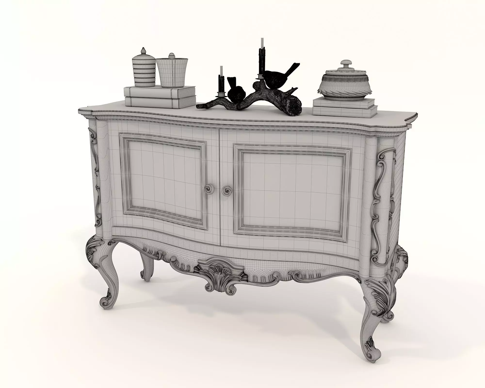 Classic European style Sideboard and Decoration 3 3D model_10