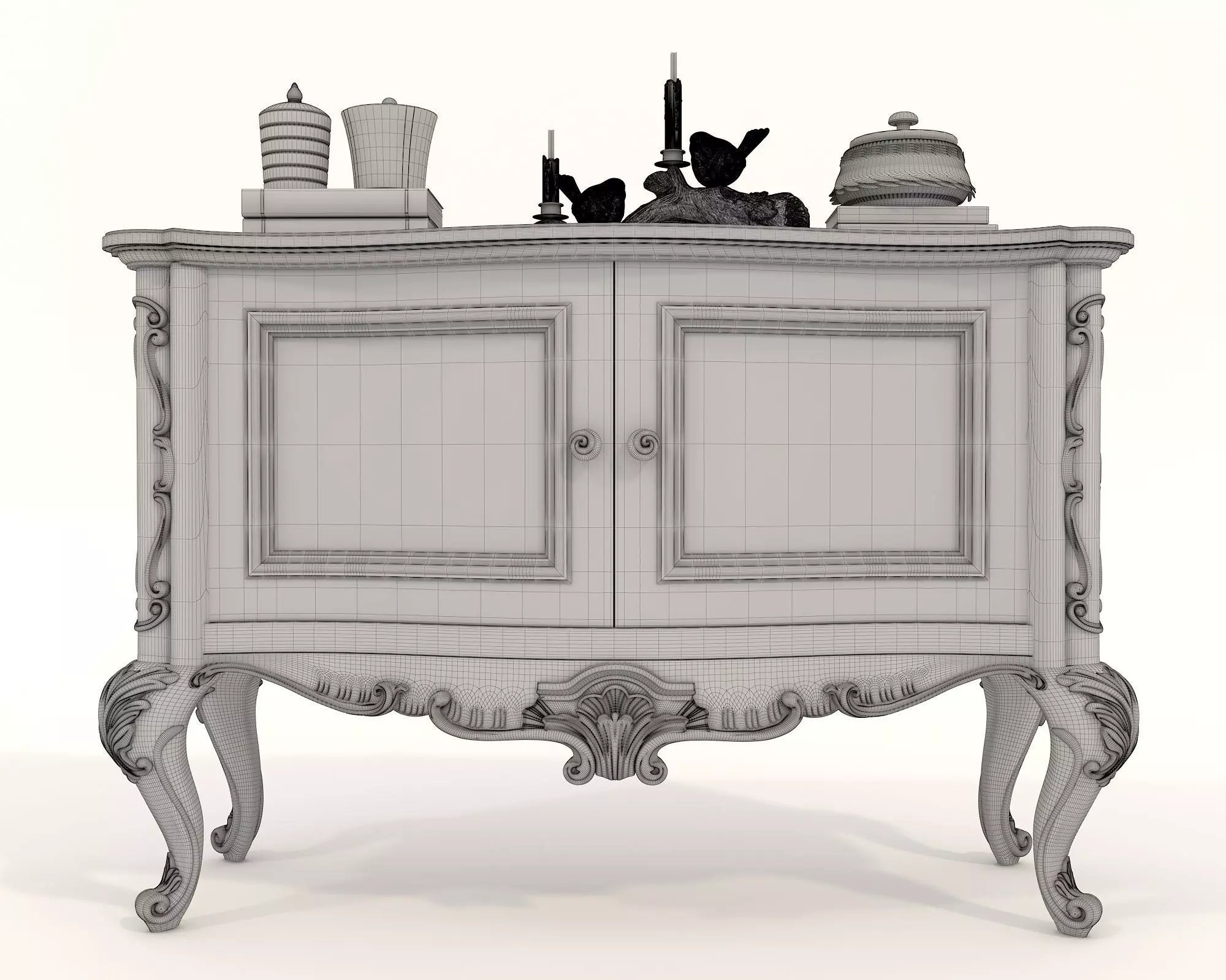 Classic European style Sideboard and Decoration 3 3D model_9
