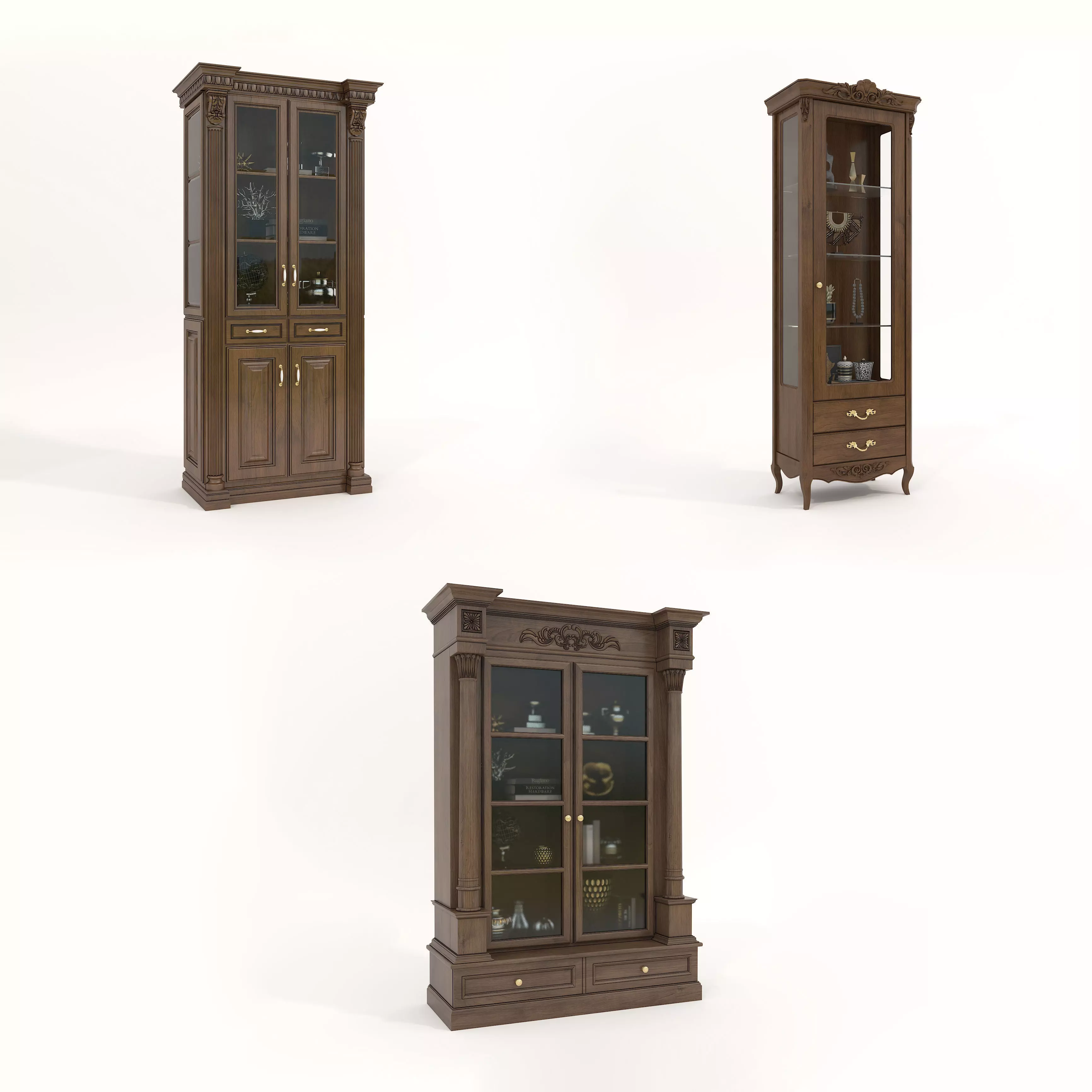 Classic European style Display Cabinet Collection 3D model_0