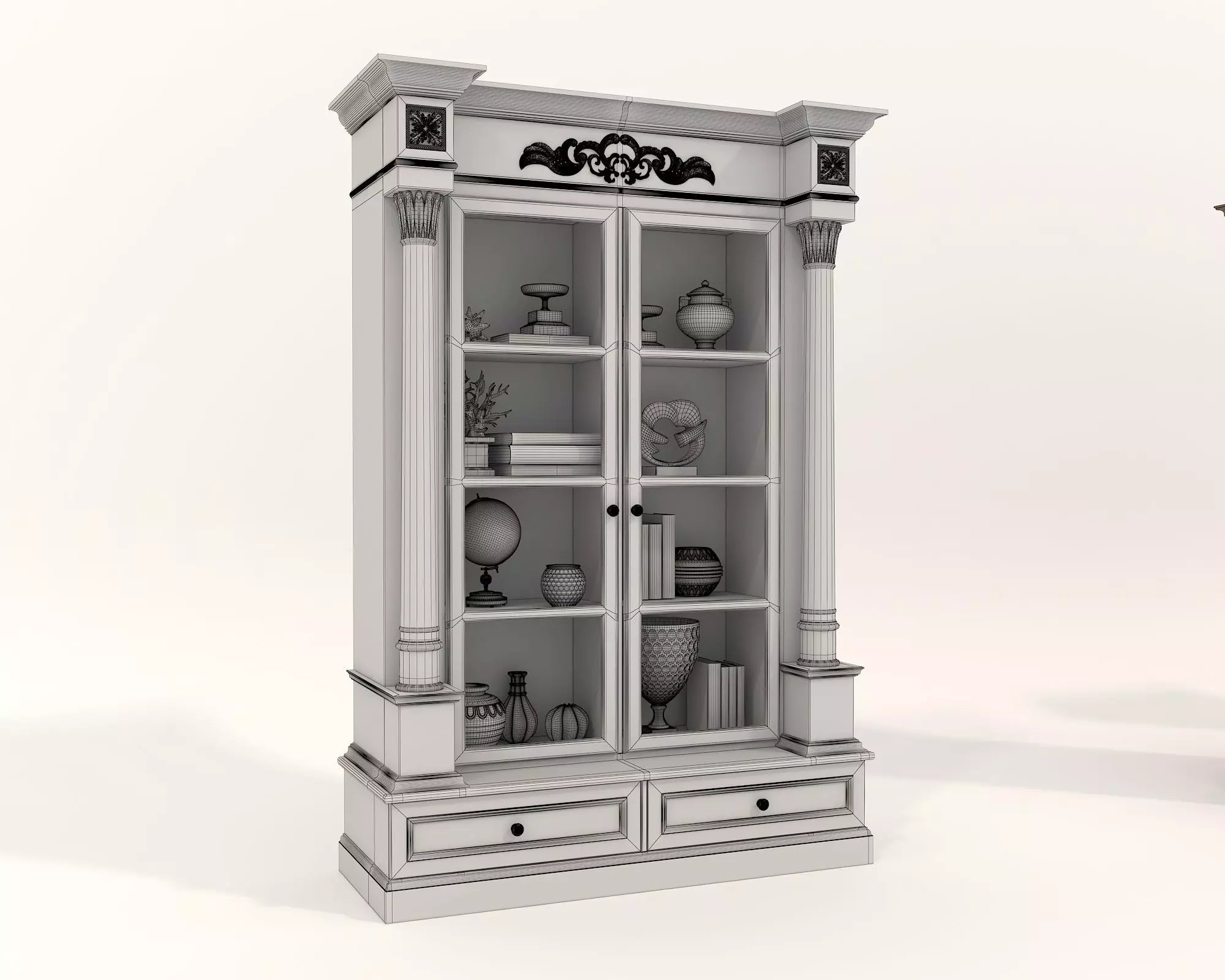 Classic European style Display Cabinet Collection 3D model_10